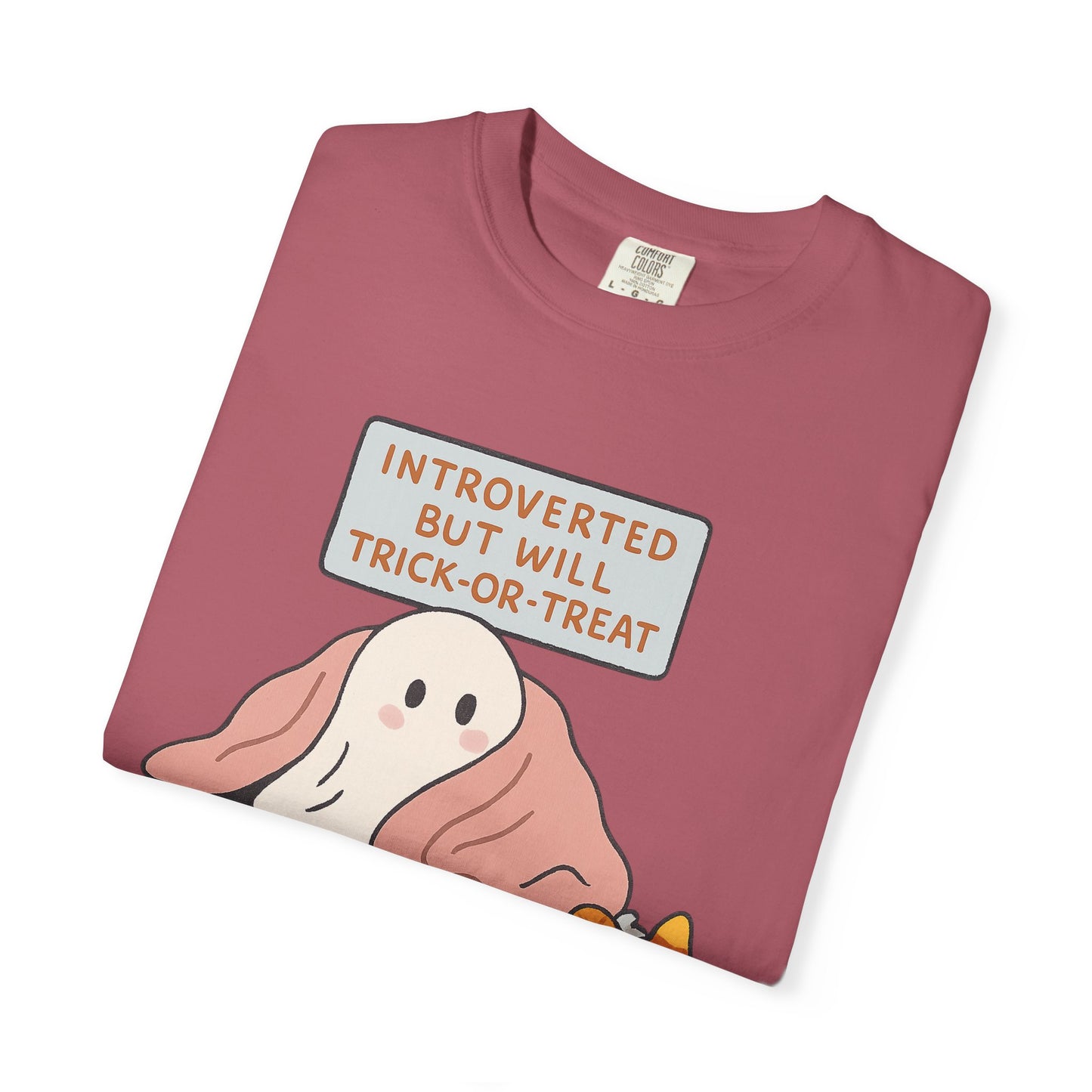 "Introverted But Will Trick or Treat" Unisex Halloween Tee, Funny Trick-or-Treat Shirt, Spooky Season Apparel, Gift for Introverts