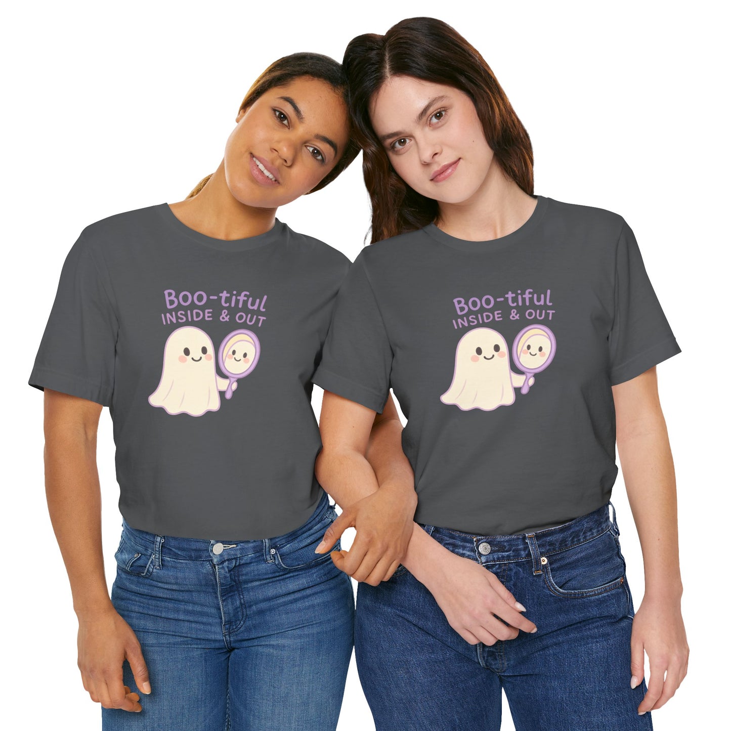 "Boo-tiful Inside Out" Ghost Tee, Cute Halloween Shirt, Unisex Short Sleeve T-Shirt, Fall Apparel, Spooky Vibes, Gift for Halloween Lovers