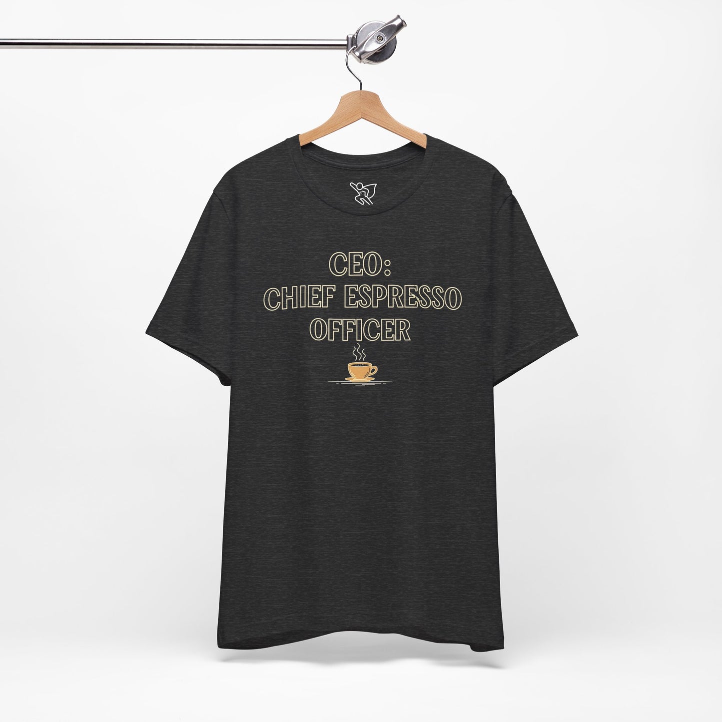 "CEO: Chief Espresso Officer" CW-1 Unisex Jersey T-Shirt for Baristas, Funny Coffee Shirt for Gifts, Perfect for Birthdays, Coffee Shop Outfits