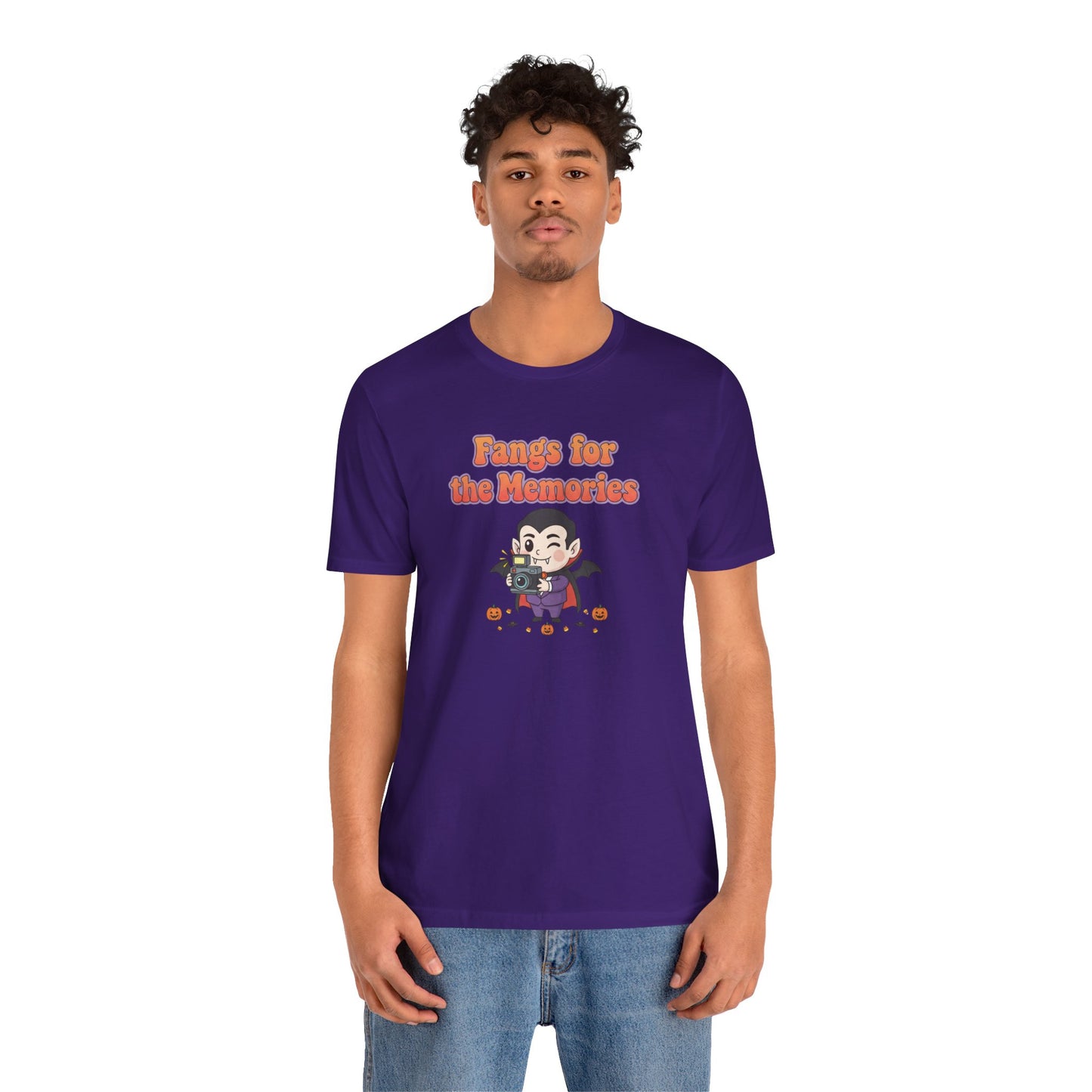 "Fangs for the Memories" Unisex Short Sleeve Shirt, Casual Halloween Outfit, Gift for Spooky Season, Halloween Shirt