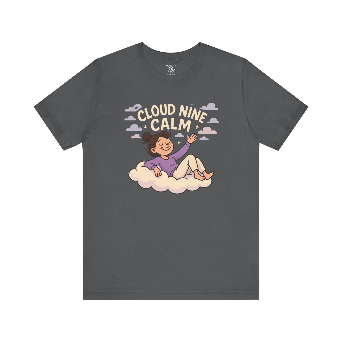"Cloud Nine Calm" Relaxed Unisex Jersey Short Sleeve T-Shirt, Gift for Mindfulness, Cozy Fashion, Casual Wear, Relaxation Outfit CW-2 Lilac