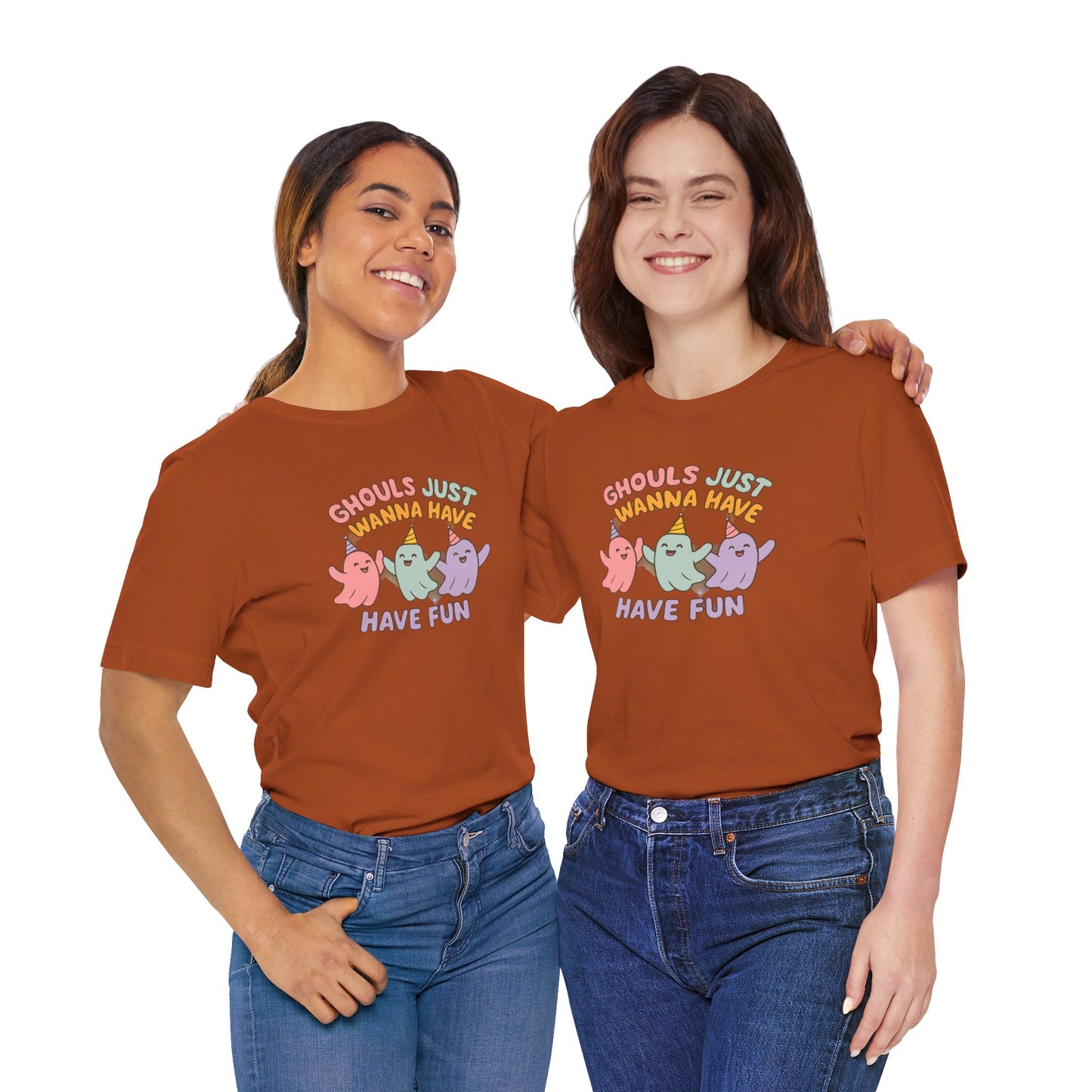 "Ghouls Just Wanna Have Fun" T-Shirt for Halloween, Unisex Graphic Shirt, Cute Ghosts Tee, Casual Wear, Gift for Friends