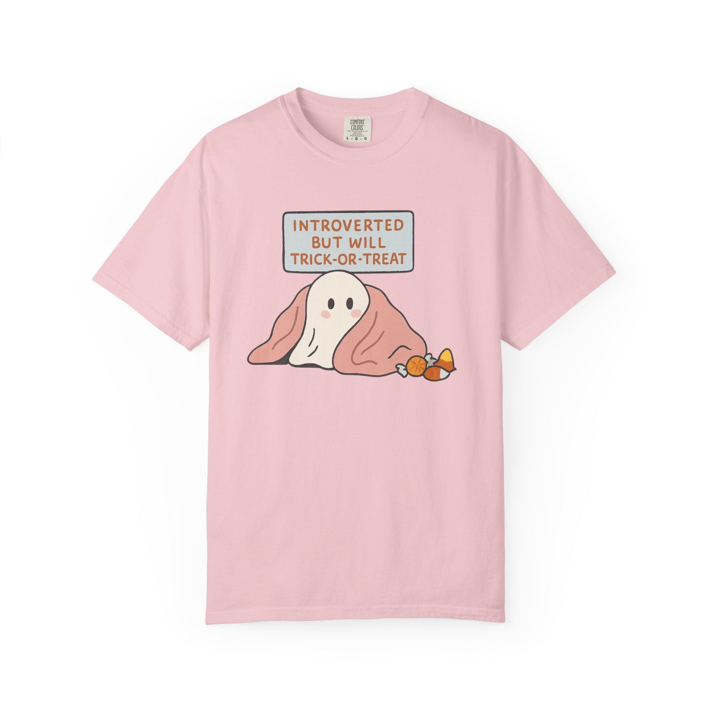 "Introverted But Will Trick or Treat" Unisex Halloween Tee, Funny Trick-or-Treat Shirt, Spooky Season Apparel, Gift for Introverts