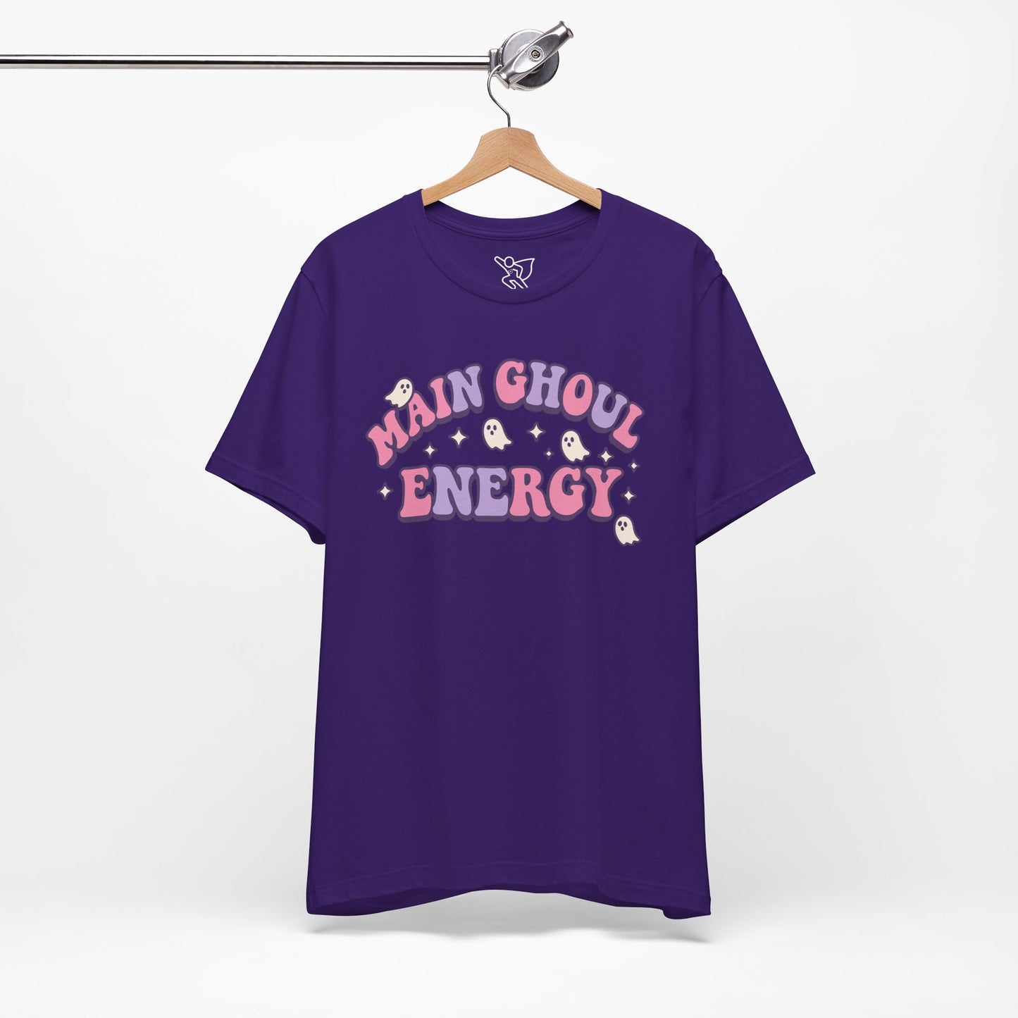"Main Ghoul Energy" Unisex Short Sleeve T-Shirt, Halloween Party Shirt, Cute Graphic Tee, Gift for Ghost Lovers, Trendy Casual Wear