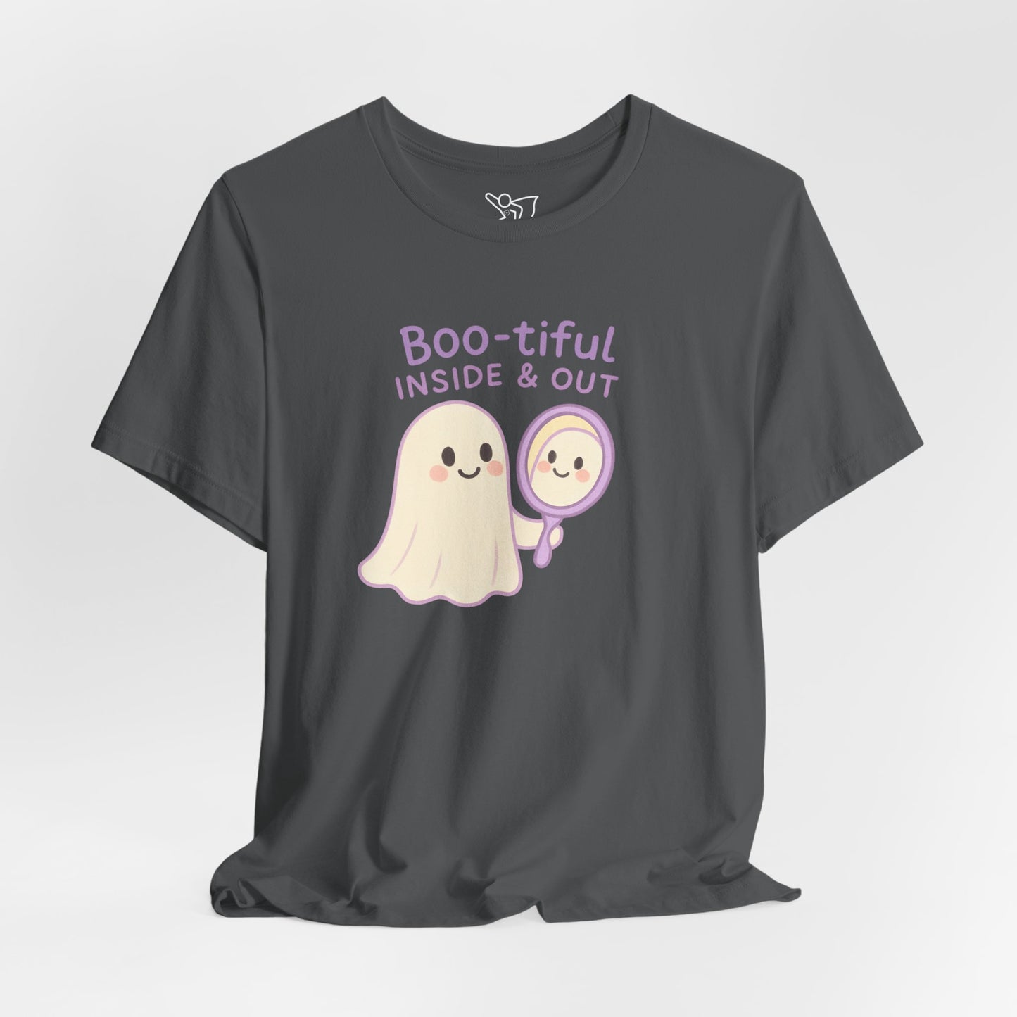 "Boo-tiful Inside Out" Ghost Tee, Cute Halloween Shirt, Unisex Short Sleeve T-Shirt, Fall Apparel, Spooky Vibes, Gift for Halloween Lovers