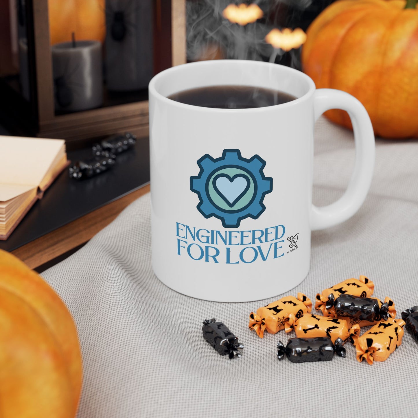 "Engineered for Love" Ceramic Mug - Coffee Lover's Gift, Personalized Drinkware, Customized Latte Cup, Unique Holiday Present, Tea [...]
