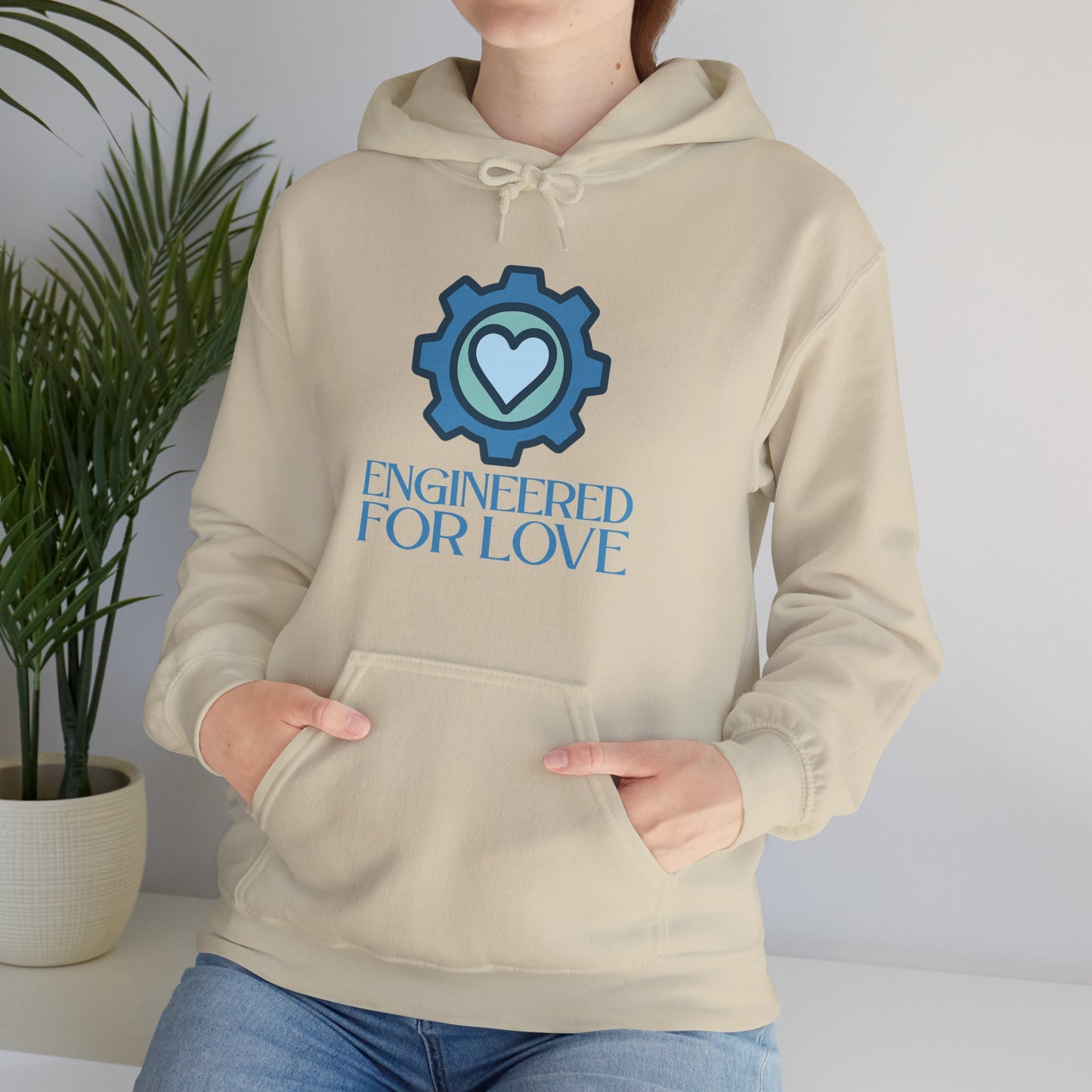 "Engineered for Love" Hoodie Cozy Unisex Sweatshirt, Perfect Gift for Engineers, Valentine's Day, Casual Wear, Birthday Present CW-2 Blue