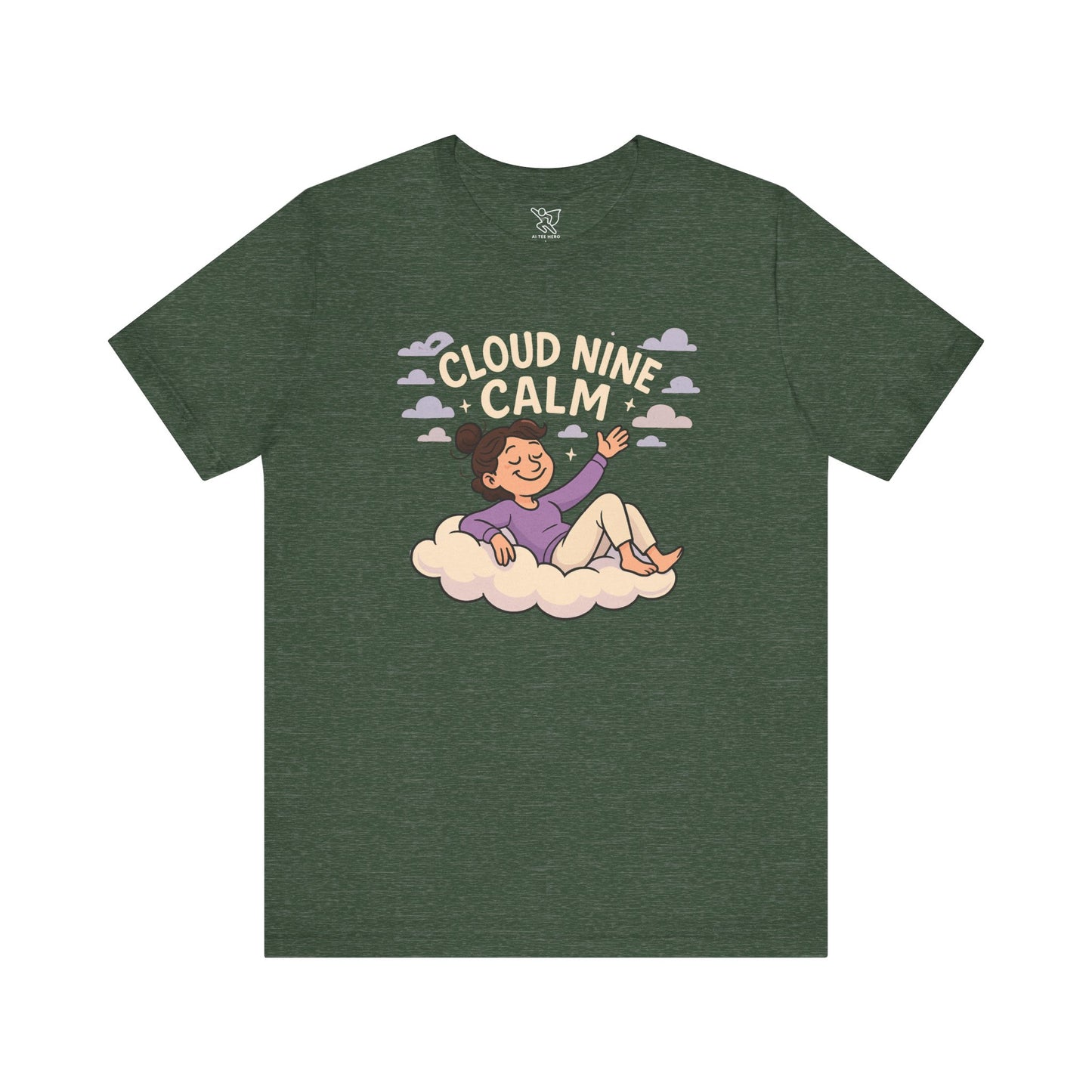 "Cloud Nine Calm" Relaxed Unisex Jersey Short Sleeve T-Shirt, Gift for Mindfulness, Cozy Fashion, Casual Wear, Relaxation Outfit CW-2 Lilac