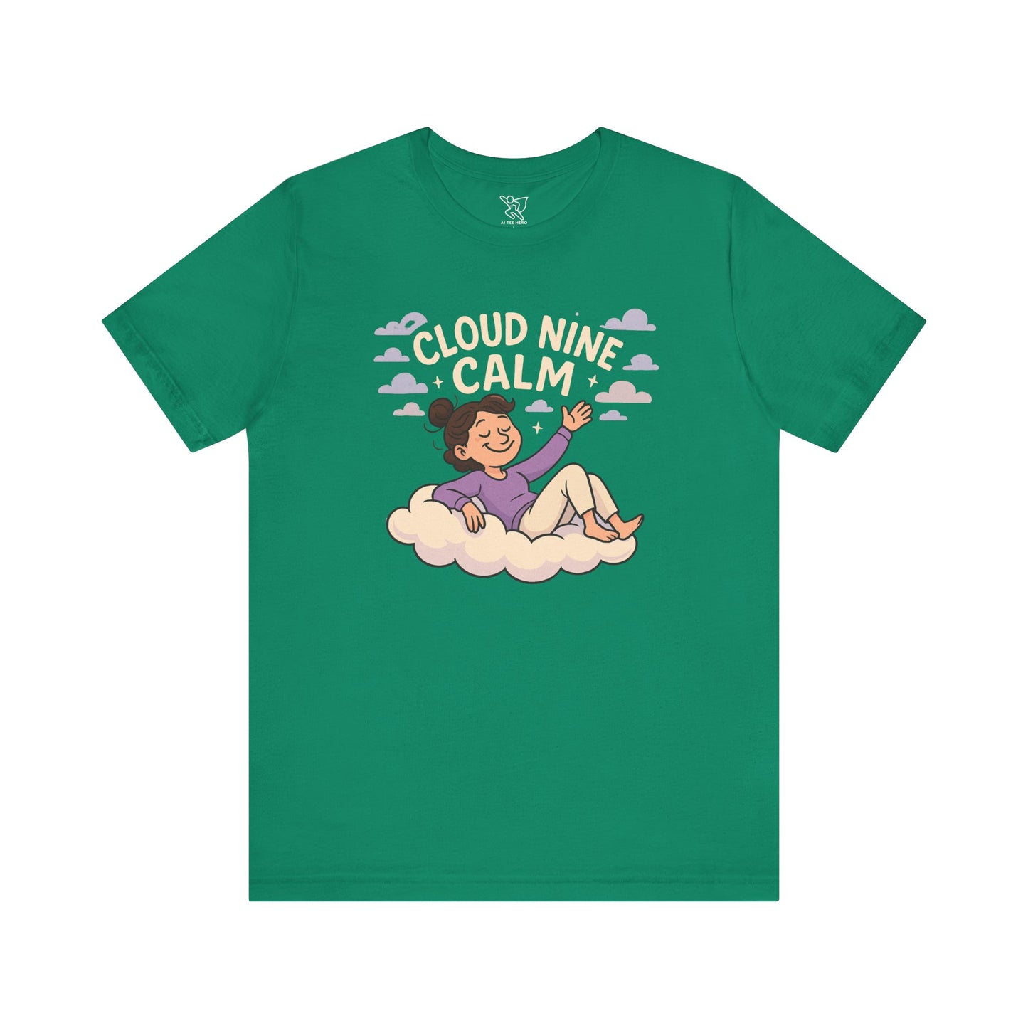 "Cloud Nine Calm" Relaxed Unisex Jersey Short Sleeve T-Shirt, Gift for Mindfulness, Cozy Fashion, Casual Wear, Relaxation Outfit CW-2 Lilac