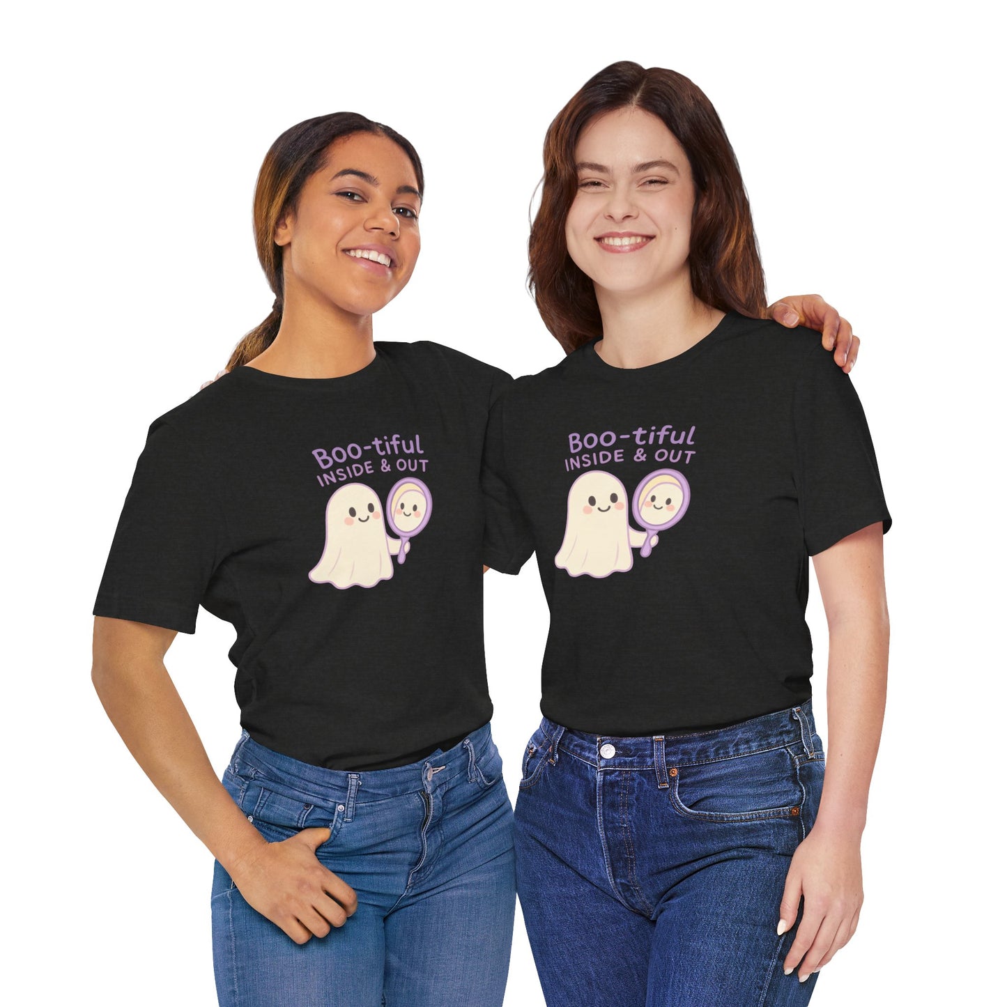 "Boo-tiful Inside Out" Ghost Tee, Cute Halloween Shirt, Unisex Short Sleeve T-Shirt, Fall Apparel, Spooky Vibes, Gift for Halloween Lovers