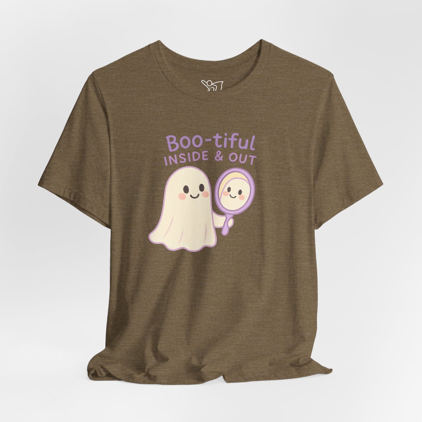 "Boo-tiful Inside Out" Ghost Tee, Cute Halloween Shirt, Unisex Short Sleeve T-Shirt, Fall Apparel, Spooky Vibes, Gift for Halloween Lovers