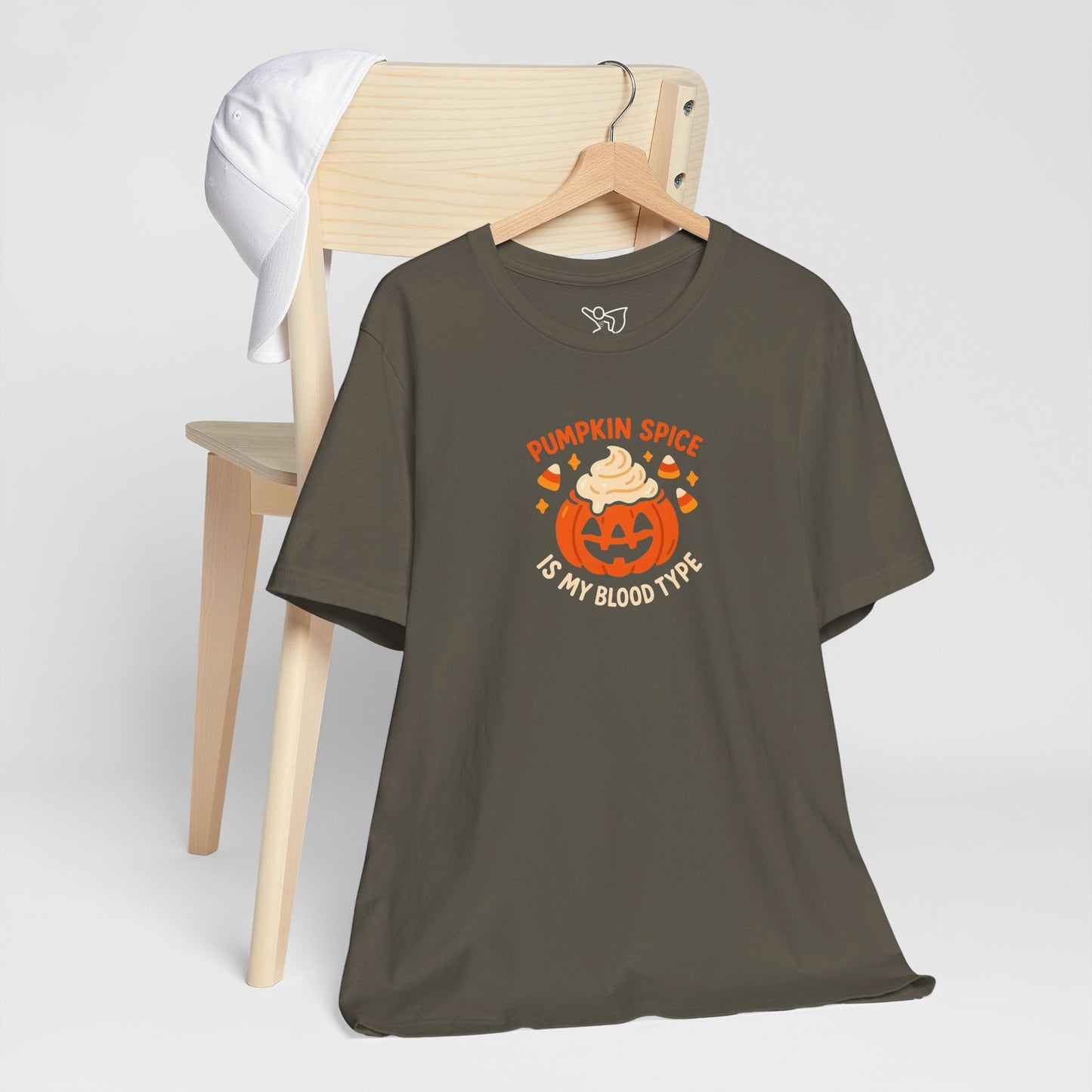 "Pumpkin Spice is My Blood Type" Short Sleeve Tee Fall Fashion, Halloween Shirt, Coffee Lover Gift, Autumn Wardrobe, Seasonal Tee