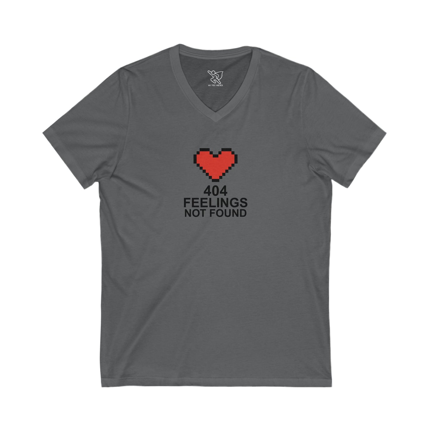 "404 Feelings Not Found" Unisex Jersey V-Neck Shirt for Gamers, Valentine's Day, Birthday Gift, Casual Wear, Humor Clothing CW-1 black