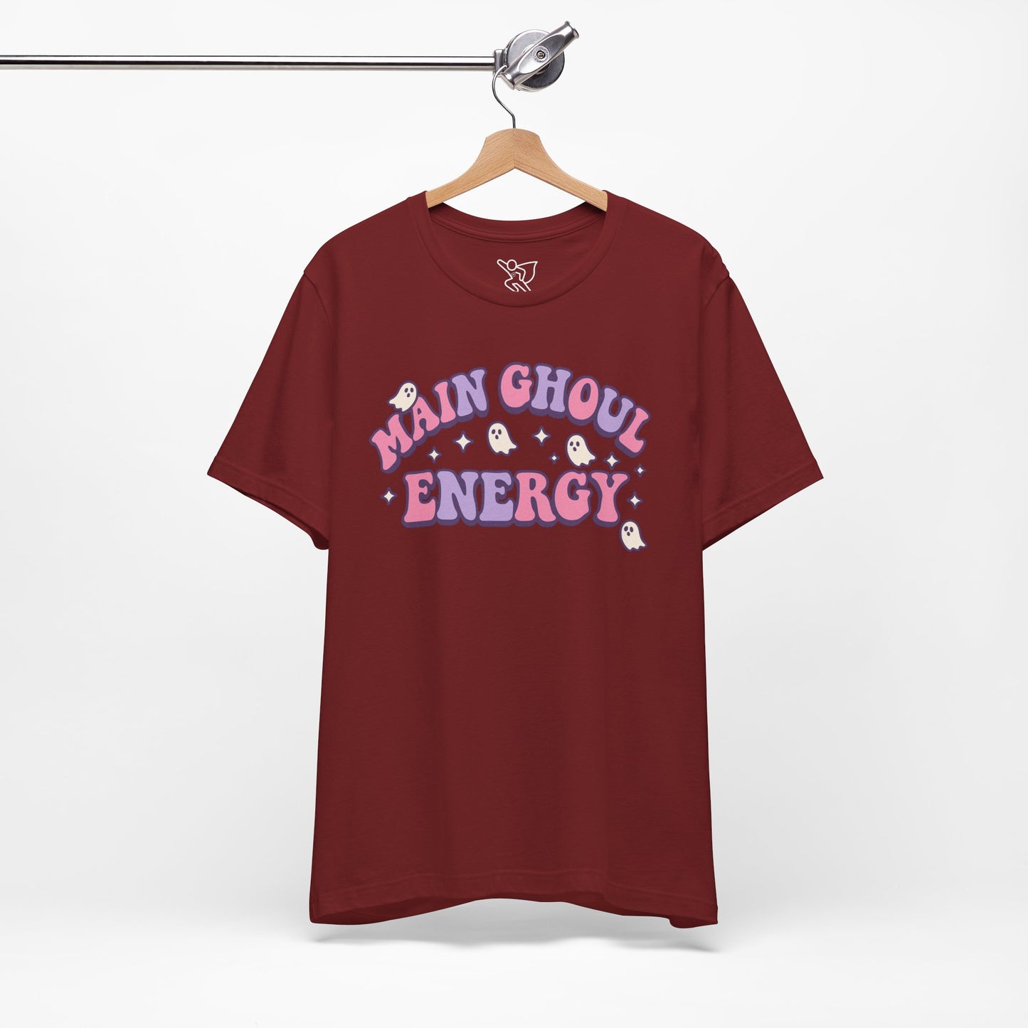 "Main Ghoul Energy" Unisex Short Sleeve T-Shirt, Halloween Party Shirt, Cute Graphic Tee, Gift for Ghost Lovers, Trendy Casual Wear