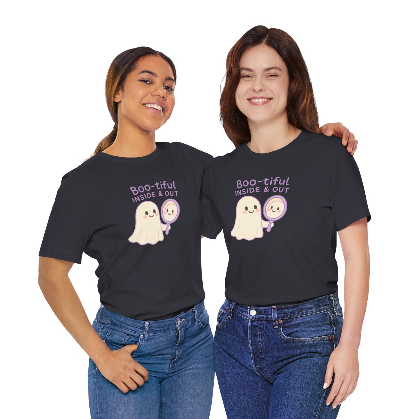 "Boo-tiful Inside Out" Ghost Tee, Cute Halloween Shirt, Unisex Short Sleeve T-Shirt, Fall Apparel, Spooky Vibes, Gift for Halloween Lovers