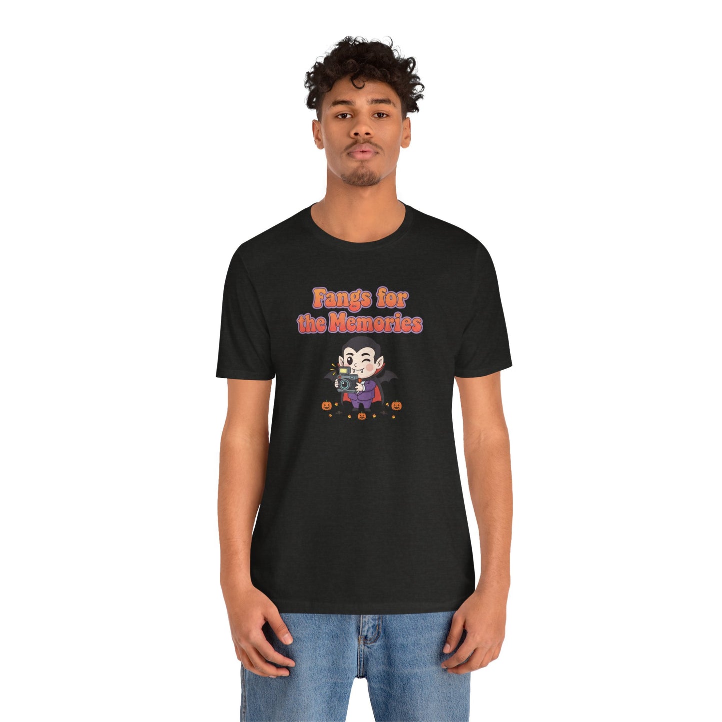 "Fangs for the Memories" Unisex Short Sleeve Shirt, Casual Halloween Outfit, Gift for Spooky Season, Halloween Shirt