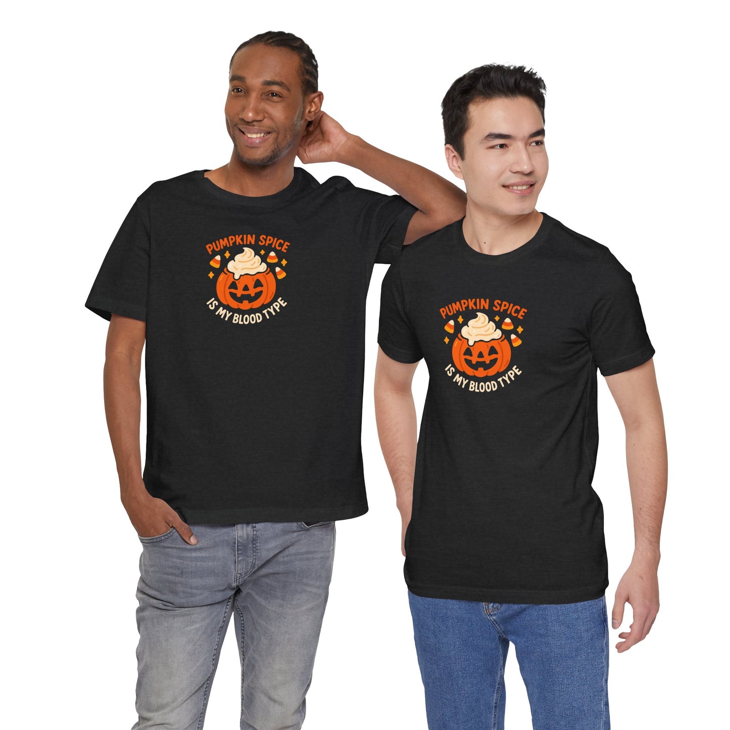 "Pumpkin Spice is My Blood Type" Short Sleeve Tee Fall Fashion, Halloween Shirt, Coffee Lover Gift, Autumn Wardrobe, Seasonal Tee