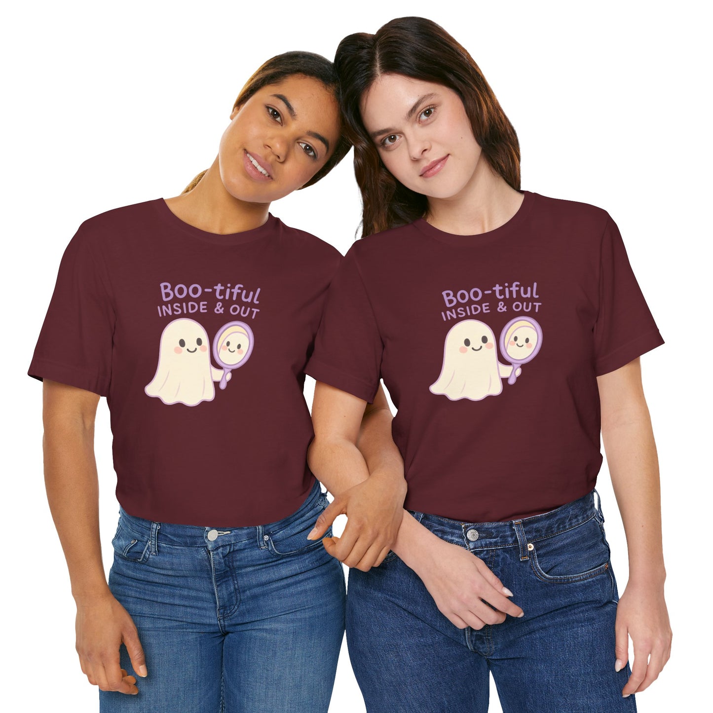 "Boo-tiful Inside Out" Ghost Tee, Cute Halloween Shirt, Unisex Short Sleeve T-Shirt, Fall Apparel, Spooky Vibes, Gift for Halloween Lovers