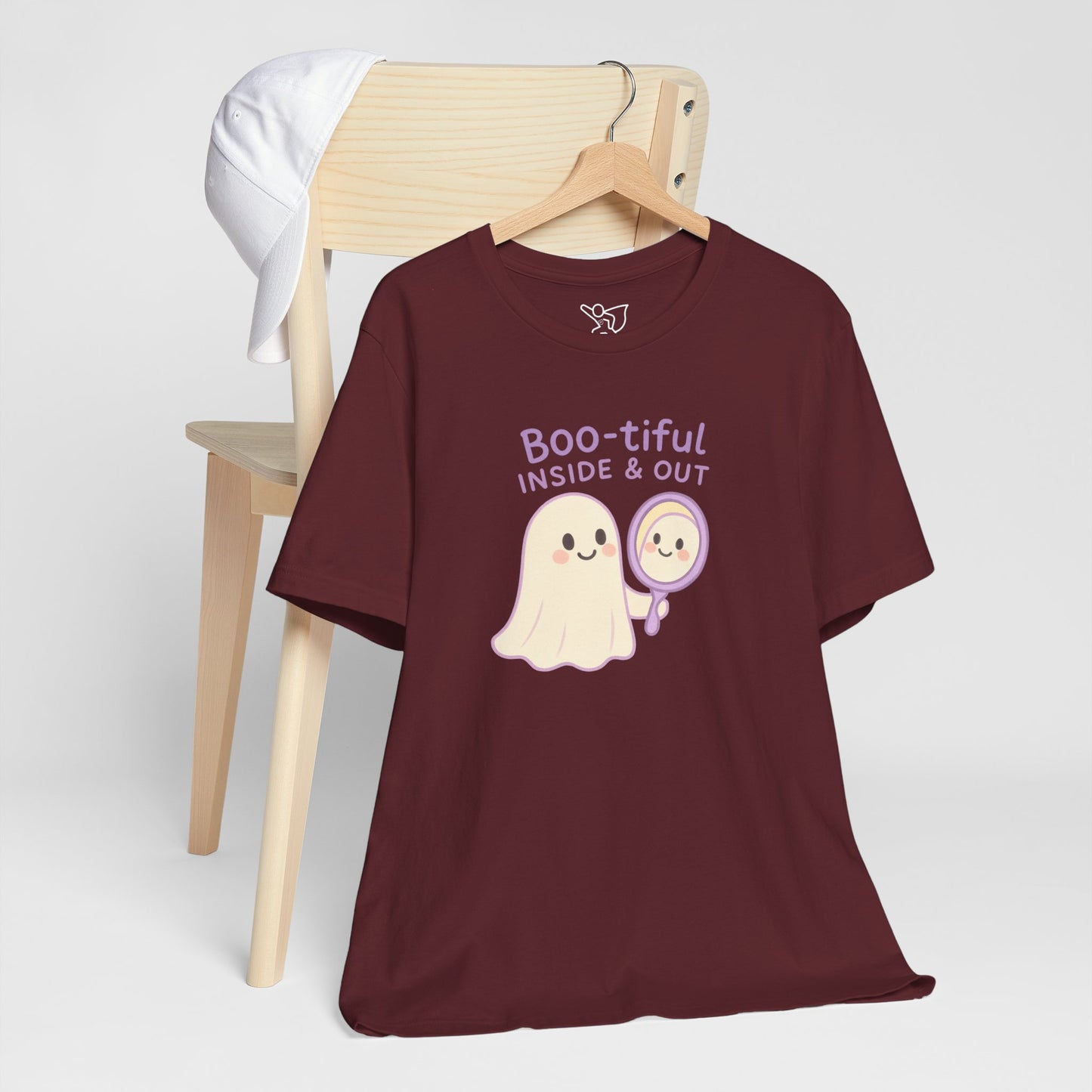 "Boo-tiful Inside Out" Ghost Tee, Cute Halloween Shirt, Unisex Short Sleeve T-Shirt, Fall Apparel, Spooky Vibes, Gift for Halloween Lovers