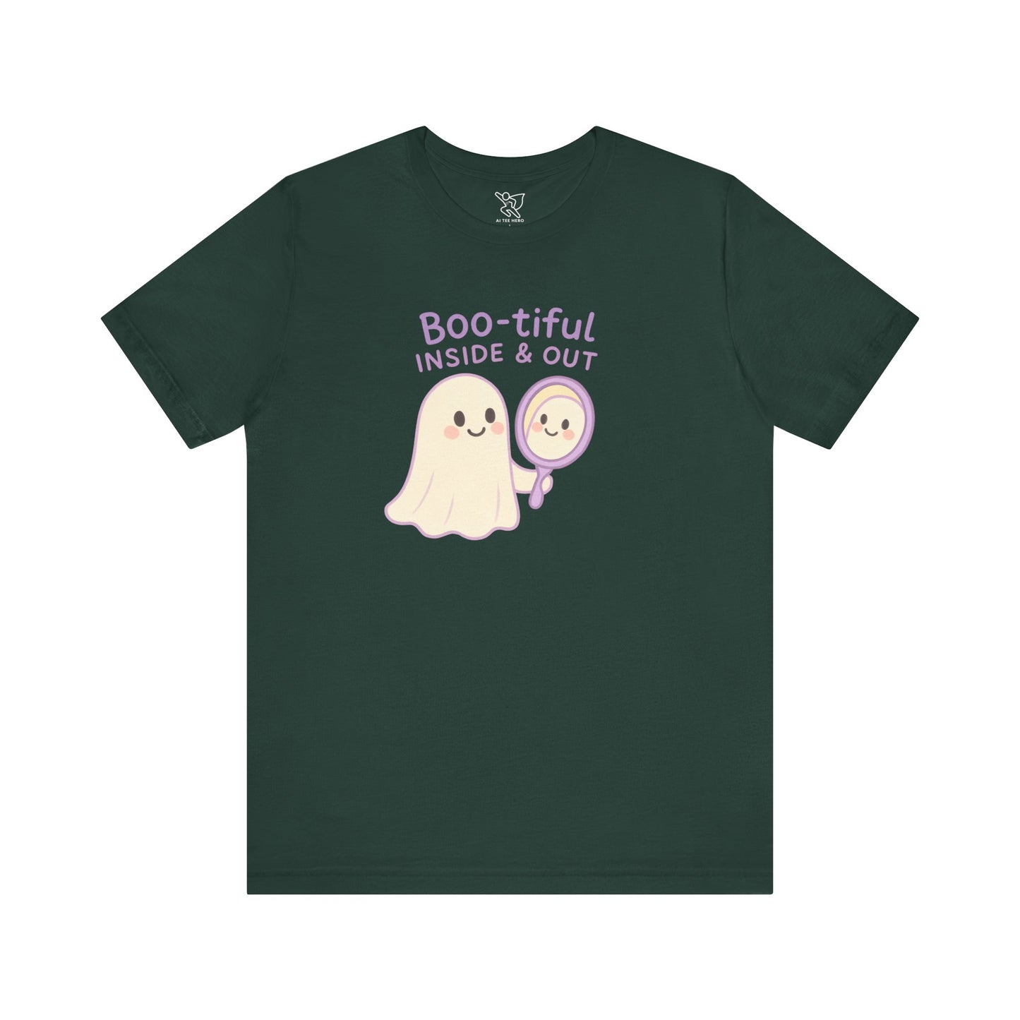 "Boo-tiful Inside Out" Ghost Tee, Cute Halloween Shirt, Unisex Short Sleeve T-Shirt, Fall Apparel, Spooky Vibes, Gift for Halloween Lovers