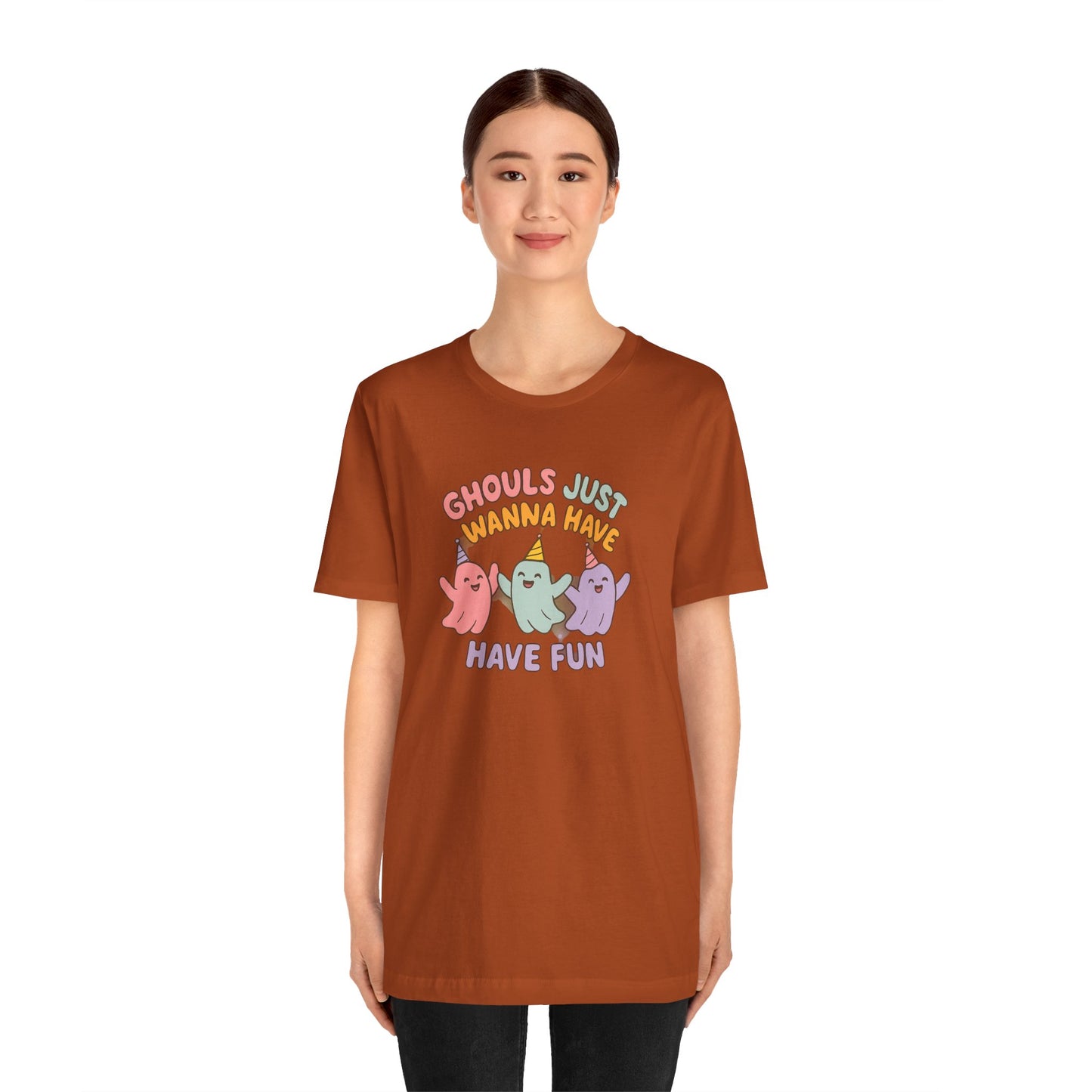 "Ghouls Just Wanna Have Fun" T-Shirt for Halloween, Unisex Graphic Shirt, Cute Ghosts Tee, Casual Wear, Gift for Friends
