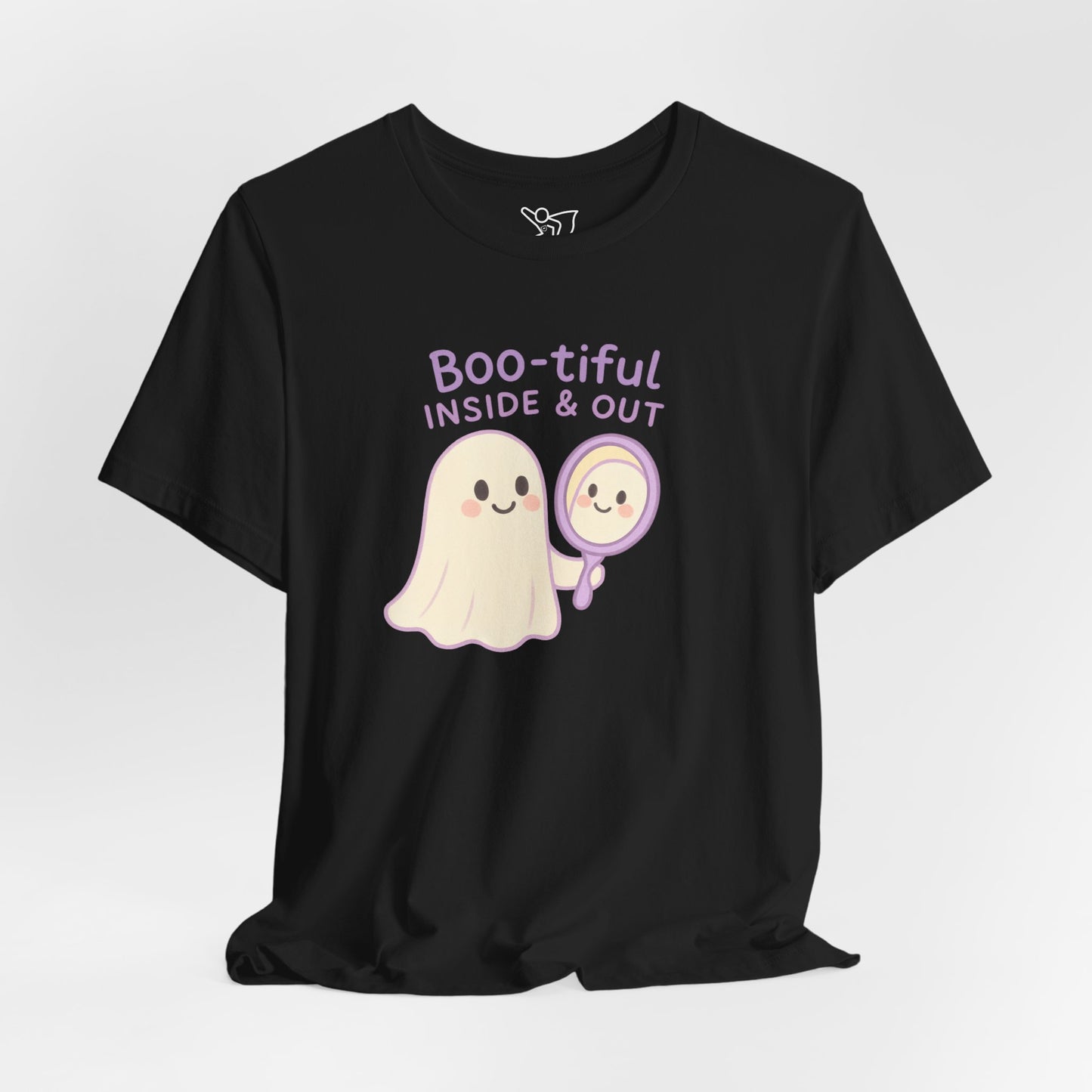 "Boo-tiful Inside Out" Ghost Tee, Cute Halloween Shirt, Unisex Short Sleeve T-Shirt, Fall Apparel, Spooky Vibes, Gift for Halloween Lovers