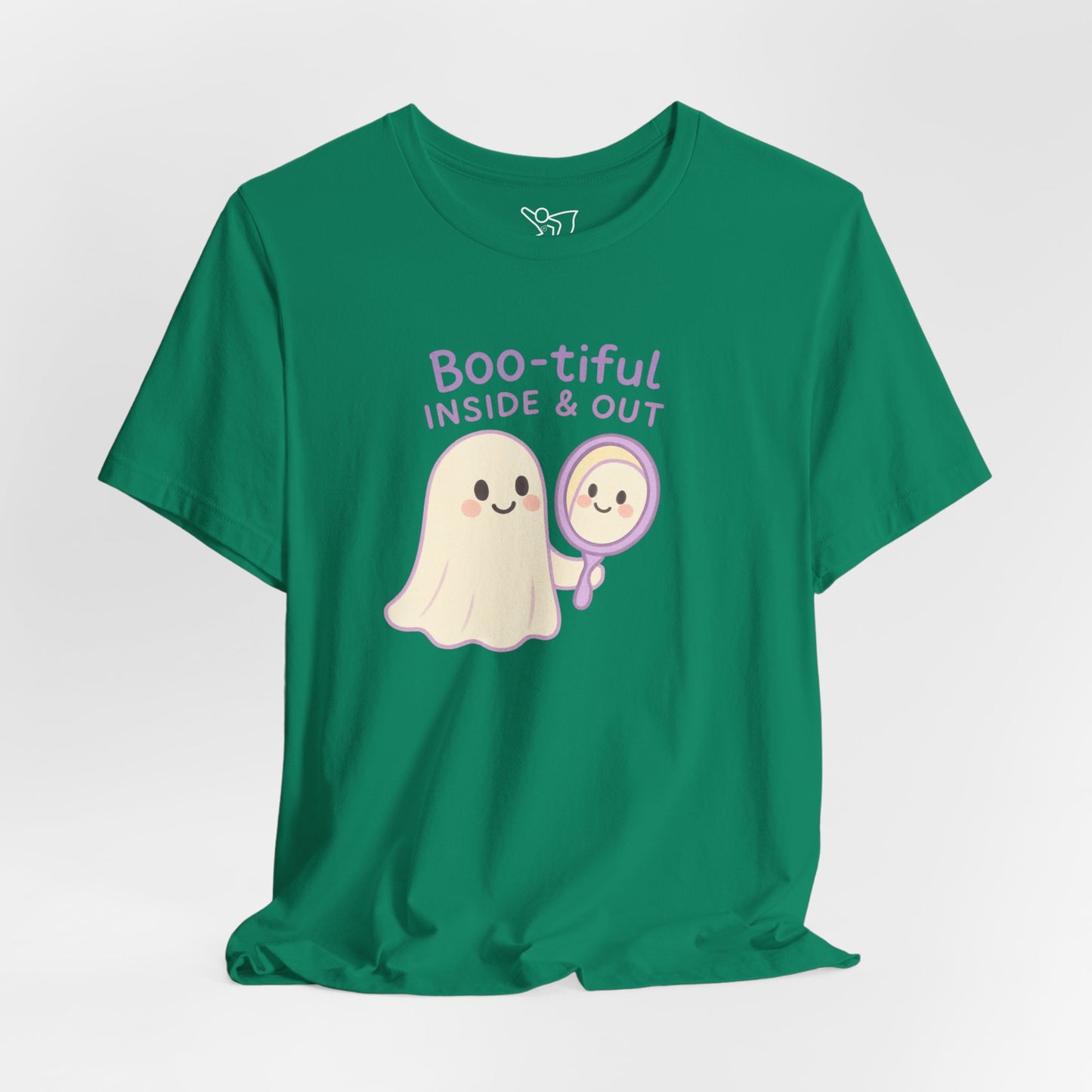 "Boo-tiful Inside Out" Ghost Tee, Cute Halloween Shirt, Unisex Short Sleeve T-Shirt, Fall Apparel, Spooky Vibes, Gift for Halloween Lovers