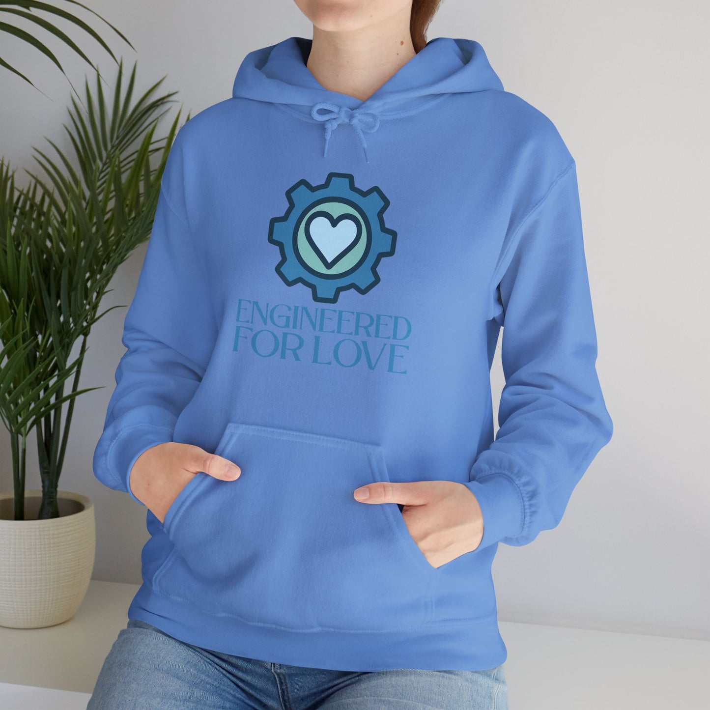 "Engineered for Love" Hoodie Cozy Unisex Sweatshirt, Perfect Gift for Engineers, Valentine's Day, Casual Wear, Birthday Present CW-2 Blue