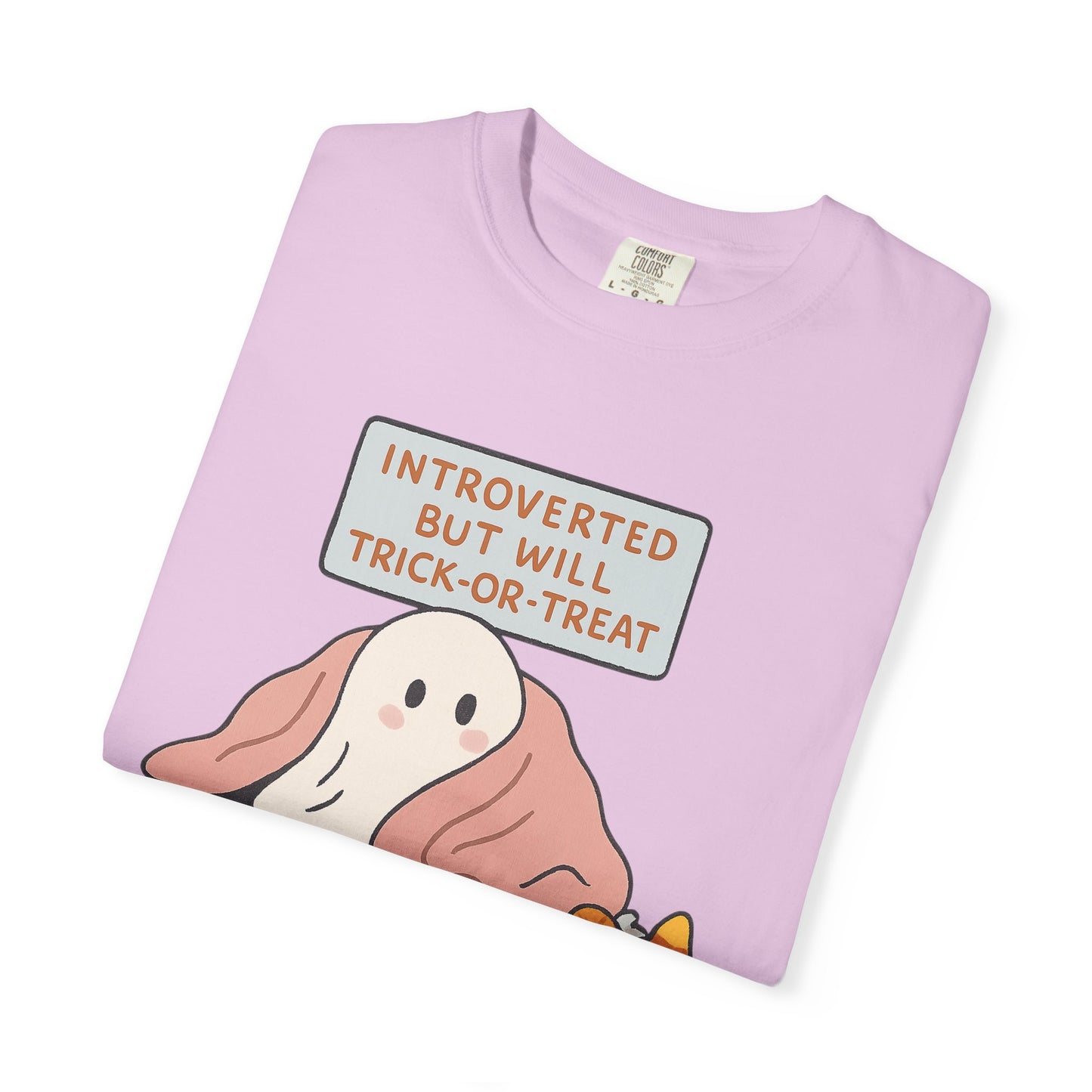"Introverted But Will Trick or Treat" Unisex Halloween Tee, Funny Trick-or-Treat Shirt, Spooky Season Apparel, Gift for Introverts