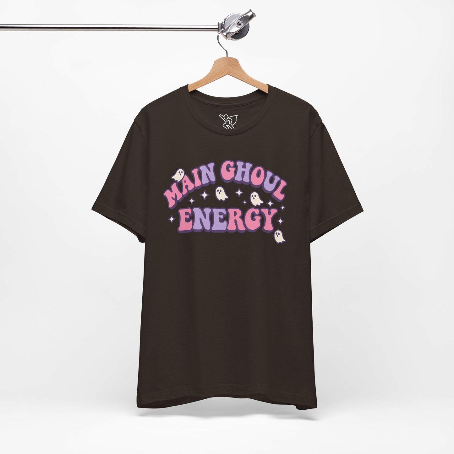 "Main Ghoul Energy" Unisex Short Sleeve T-Shirt, Halloween Party Shirt, Cute Graphic Tee, Gift for Ghost Lovers, Trendy Casual Wear