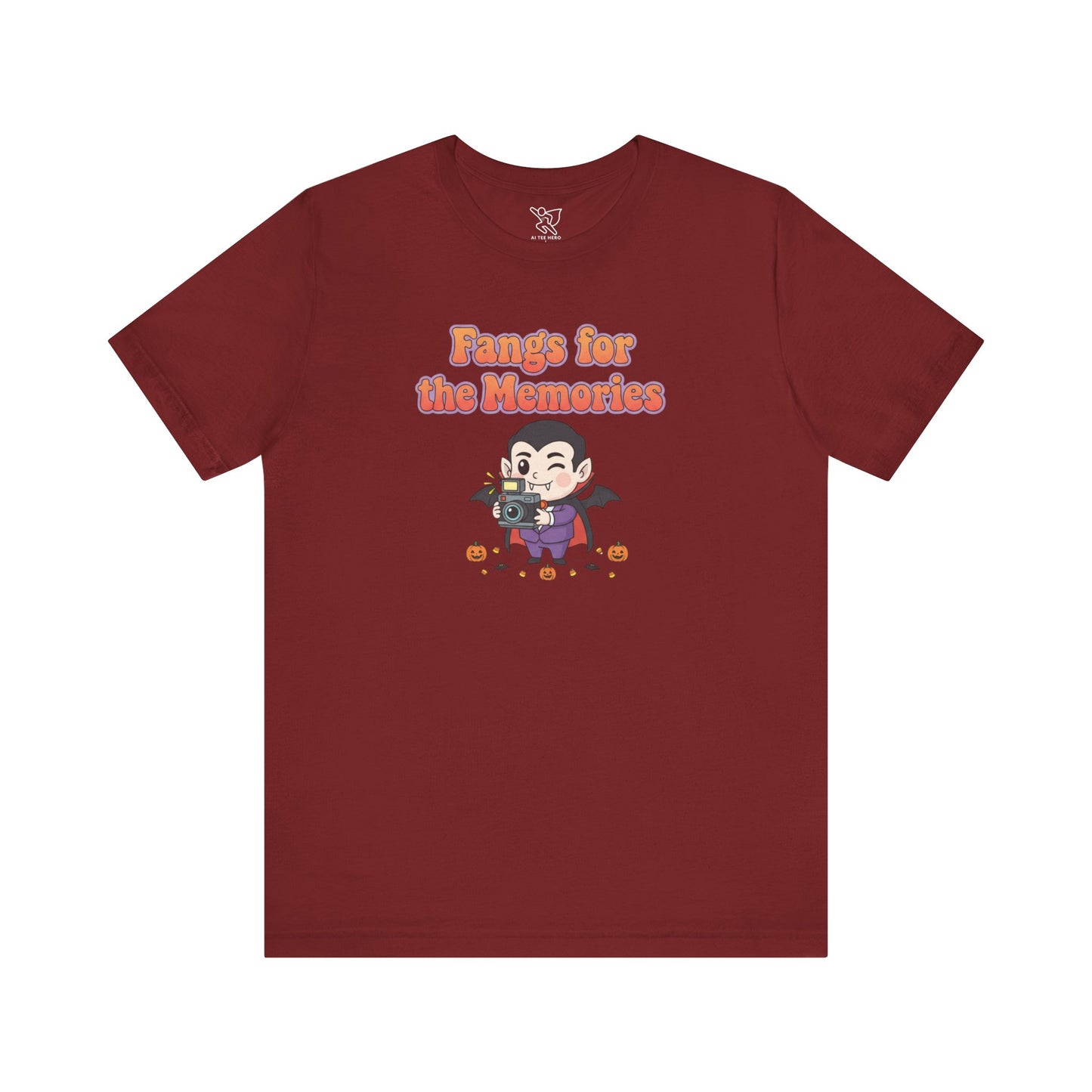 "Fangs for the Memories" Unisex Short Sleeve Shirt, Casual Halloween Outfit, Gift for Spooky Season, Halloween Shirt