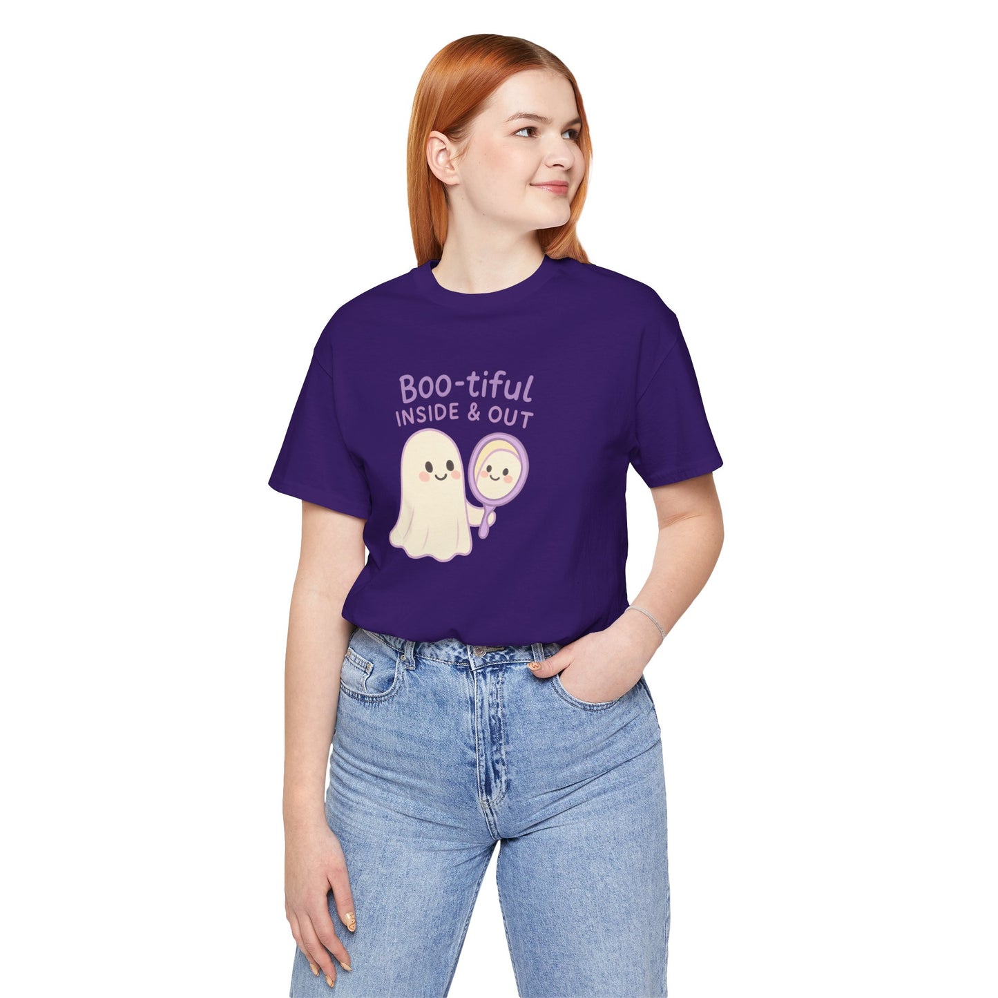 "Boo-tiful Inside Out" Ghost Tee, Cute Halloween Shirt, Unisex Short Sleeve T-Shirt, Fall Apparel, Spooky Vibes, Gift for Halloween Lovers