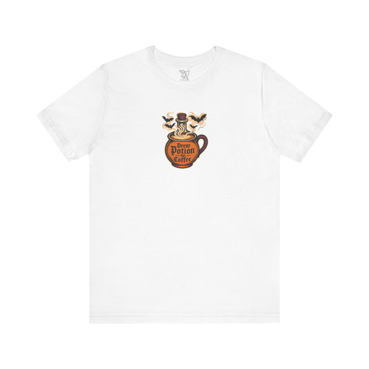 "Coffee Potion" Unisex Tee, Casual Wear, Gift for Coffee Lovers, Magical T-Shirt, Witchy Apparel, Coffee Enthusiast Presents