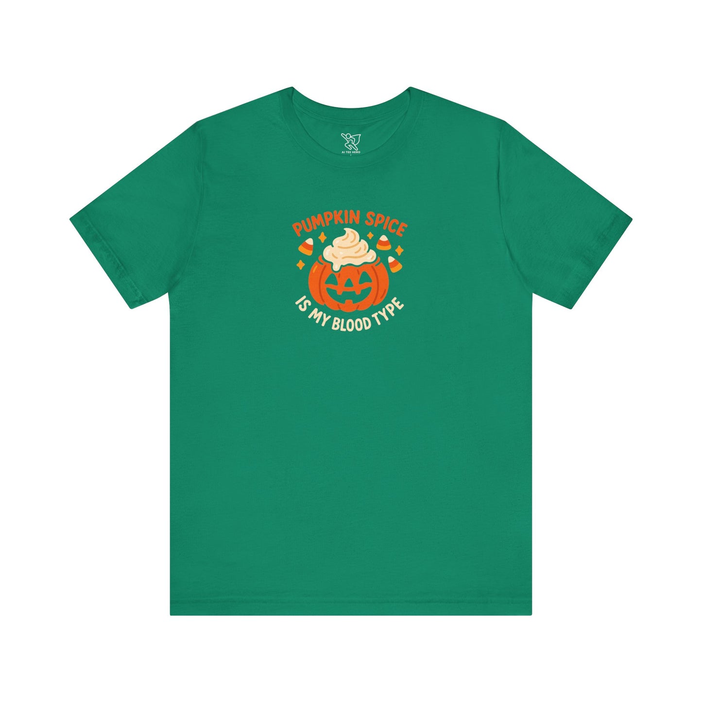 "Pumpkin Spice is My Blood Type" Short Sleeve Tee Fall Fashion, Halloween Shirt, Coffee Lover Gift, Autumn Wardrobe, Seasonal Tee
