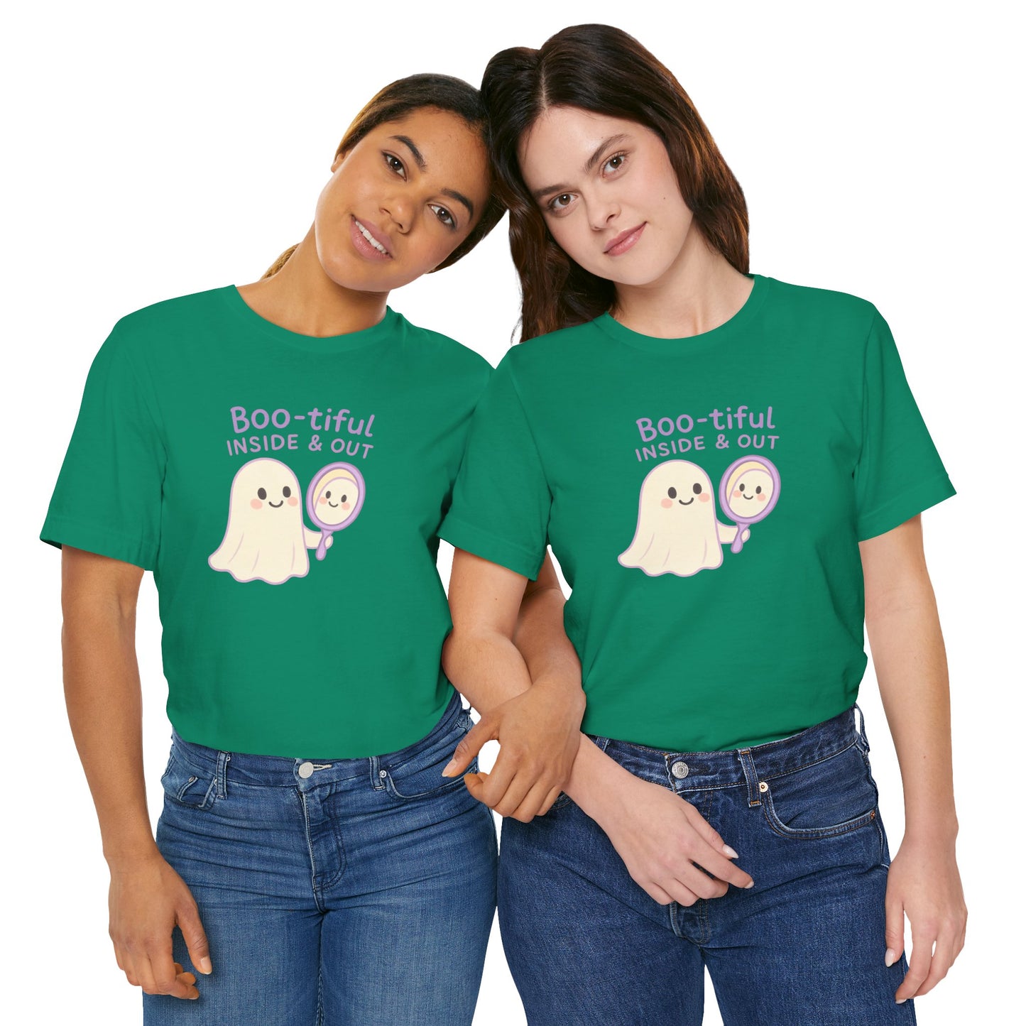 "Boo-tiful Inside Out" Ghost Tee, Cute Halloween Shirt, Unisex Short Sleeve T-Shirt, Fall Apparel, Spooky Vibes, Gift for Halloween Lovers