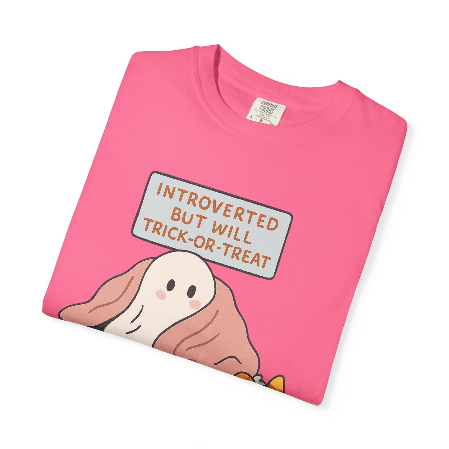 "Introverted But Will Trick or Treat" Unisex Halloween Tee, Funny Trick-or-Treat Shirt, Spooky Season Apparel, Gift for Introverts