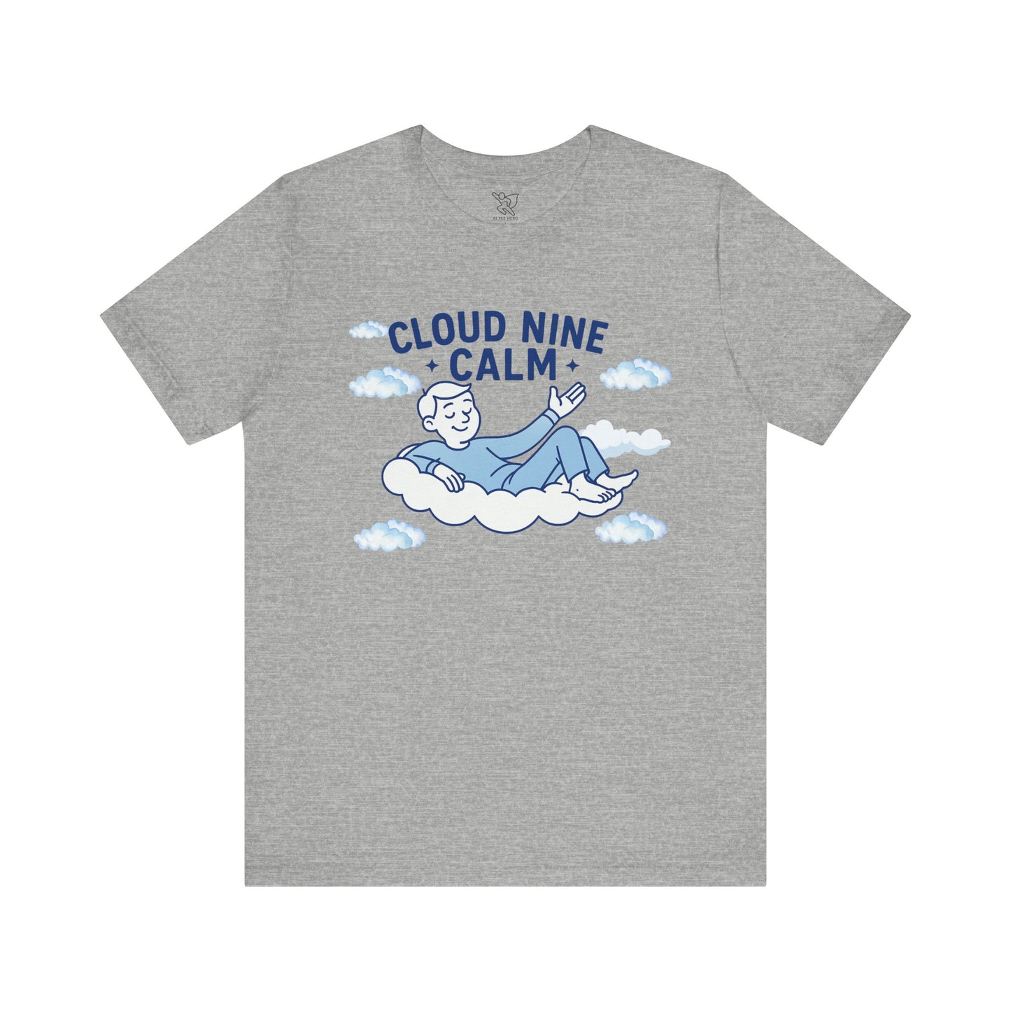 "Cloud Nine Calm" Relaxed Unisex Jersey Short Sleeve T-Shirt, Gift for Mindfulness, Cozy Fashion, Casual Wear, Relaxation Outfit - CW1 Blue