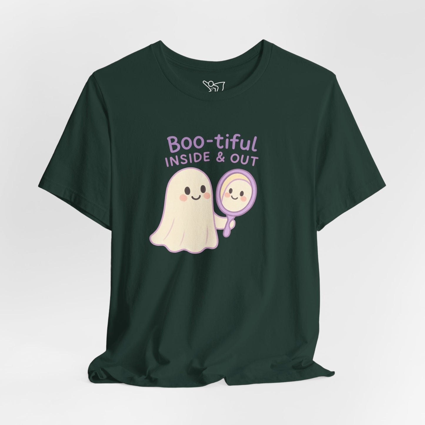 "Boo-tiful Inside Out" Ghost Tee, Cute Halloween Shirt, Unisex Short Sleeve T-Shirt, Fall Apparel, Spooky Vibes, Gift for Halloween Lovers