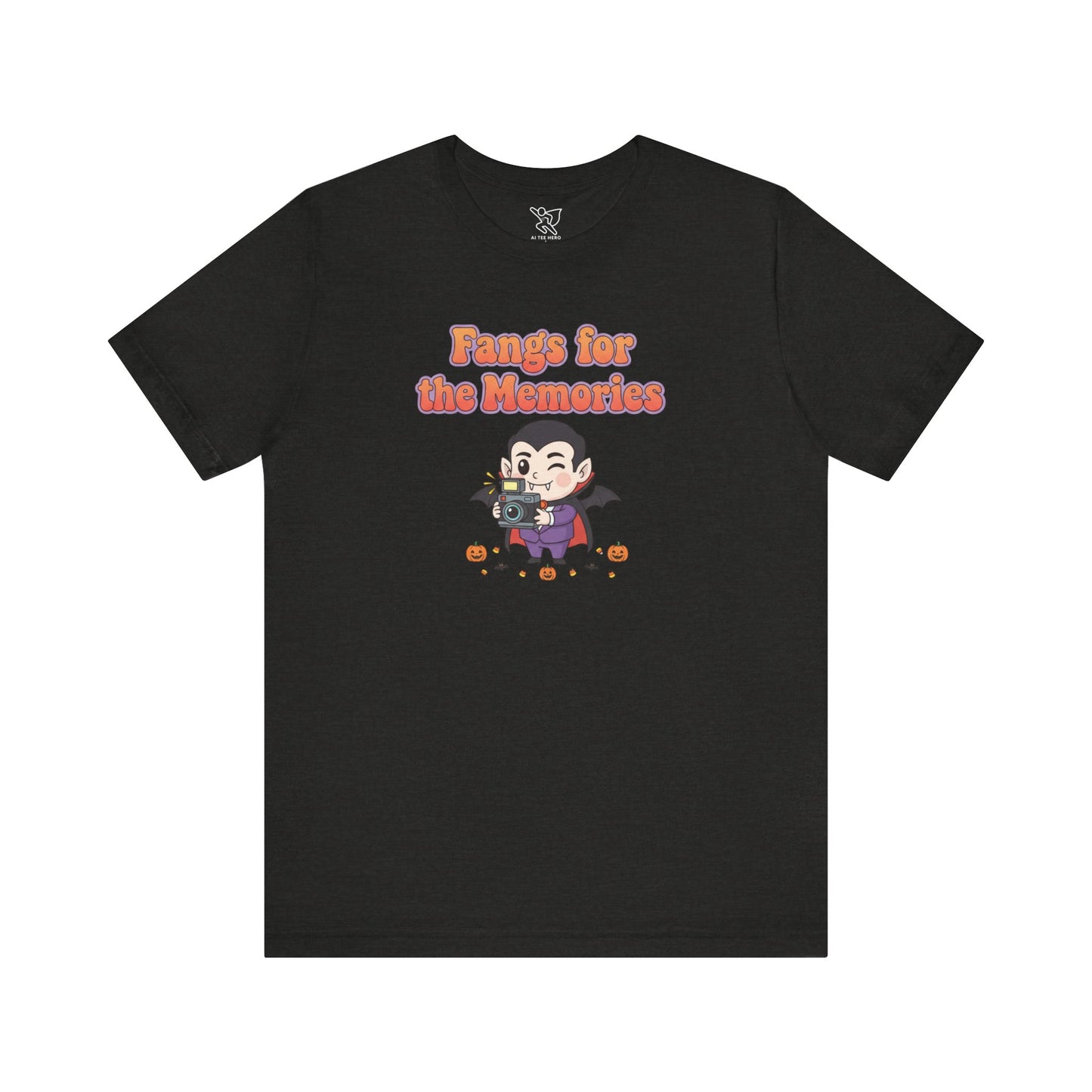 "Fangs for the Memories" Unisex Short Sleeve Shirt, Casual Halloween Outfit, Gift for Spooky Season, Halloween Shirt