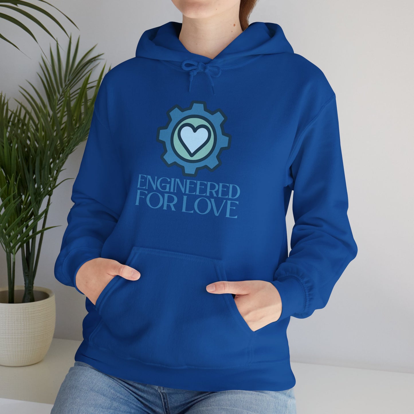 "Engineered for Love" Hoodie Cozy Unisex Sweatshirt, Perfect Gift for Engineers, Valentine's Day, Casual Wear, Birthday Present CW-2 Blue