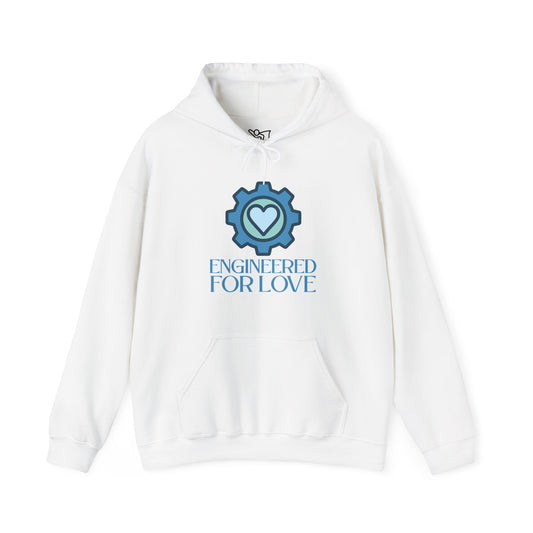 "Engineered for Love" Hoodie Cozy Unisex Sweatshirt, Perfect Gift for Engineers, Valentine's Day, Casual Wear, Birthday Present CW-2 Blue