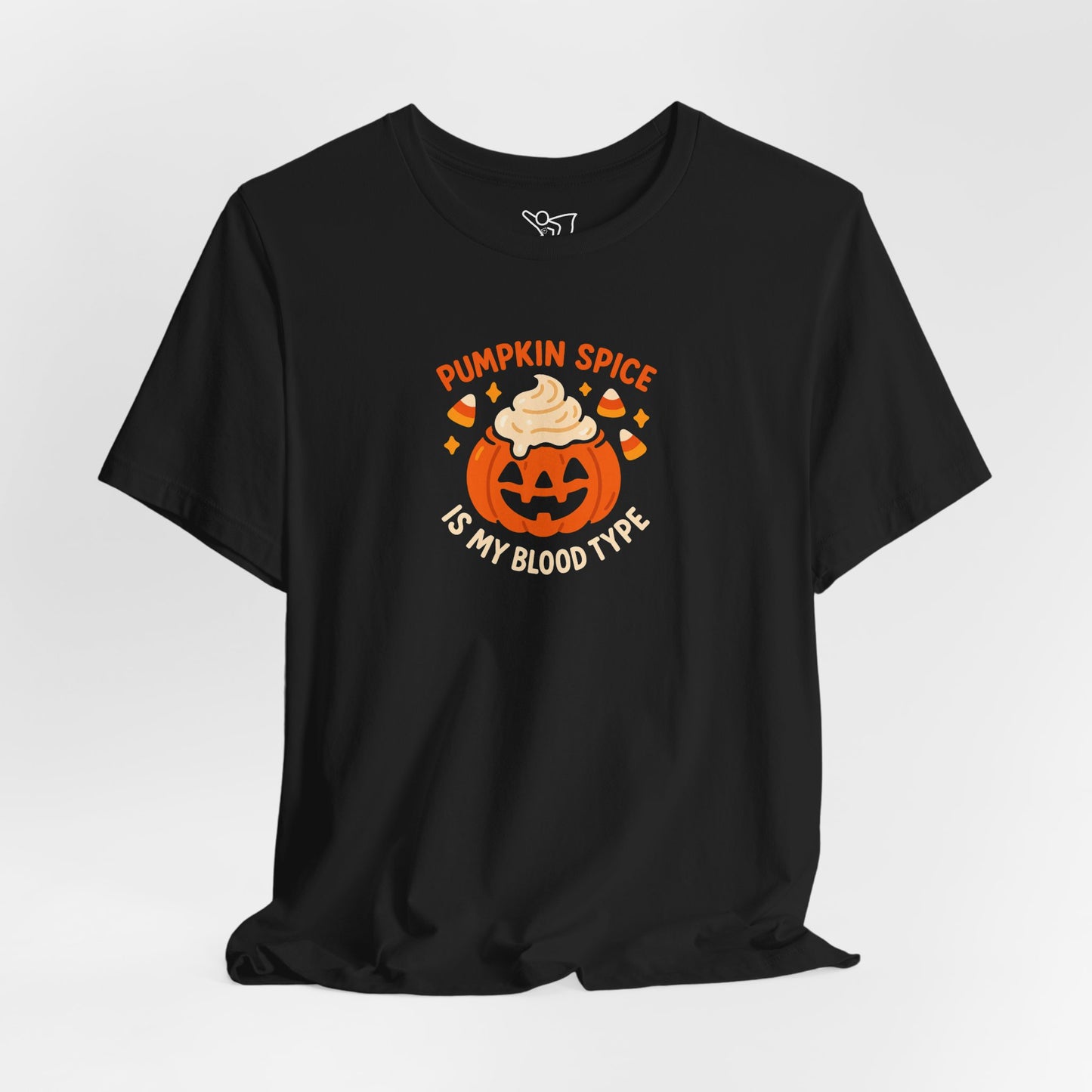 "Pumpkin Spice is My Blood Type" Short Sleeve Tee Fall Fashion, Halloween Shirt, Coffee Lover Gift, Autumn Wardrobe, Seasonal Tee