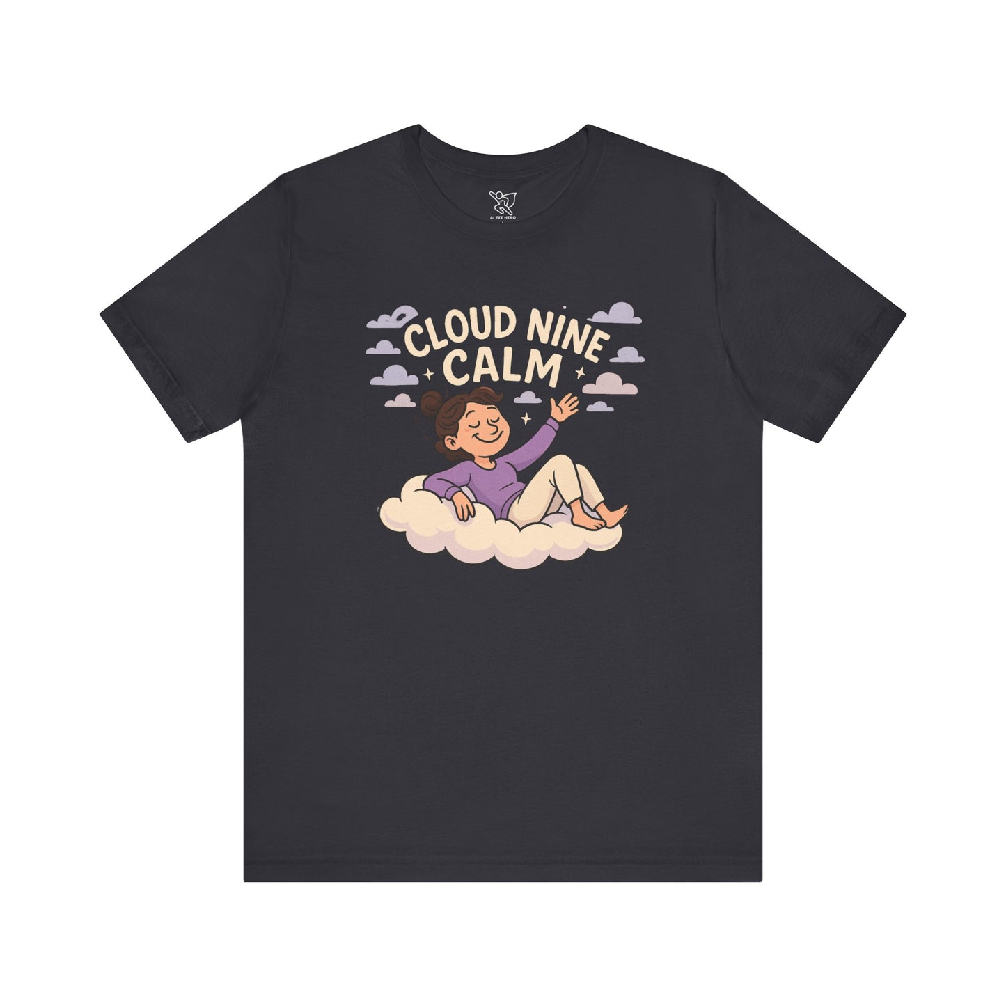 "Cloud Nine Calm" Relaxed Unisex Jersey Short Sleeve T-Shirt, Gift for Mindfulness, Cozy Fashion, Casual Wear, Relaxation Outfit CW-2 Lilac