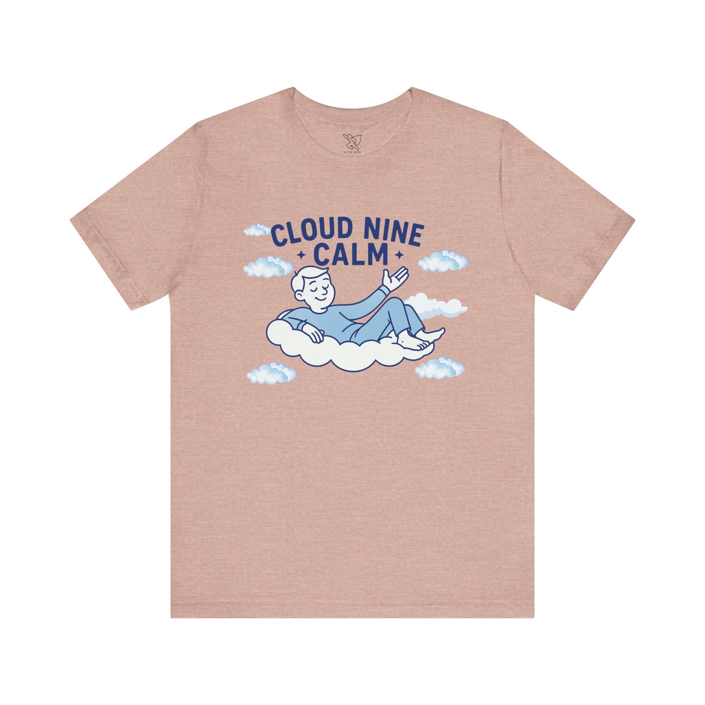 "Cloud Nine Calm" Relaxed Unisex Jersey Short Sleeve T-Shirt, Gift for Mindfulness, Cozy Fashion, Casual Wear, Relaxation Outfit - CW1 Blue