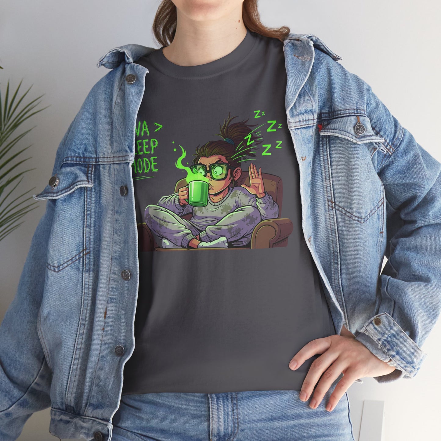 "Java > Sleep Mode" CW-1 Unisex Heavy Cotton Tee, Casual Wear, Gift for Coffee Lovers, Relaxation Shirt, Graphic Tee for Holidays