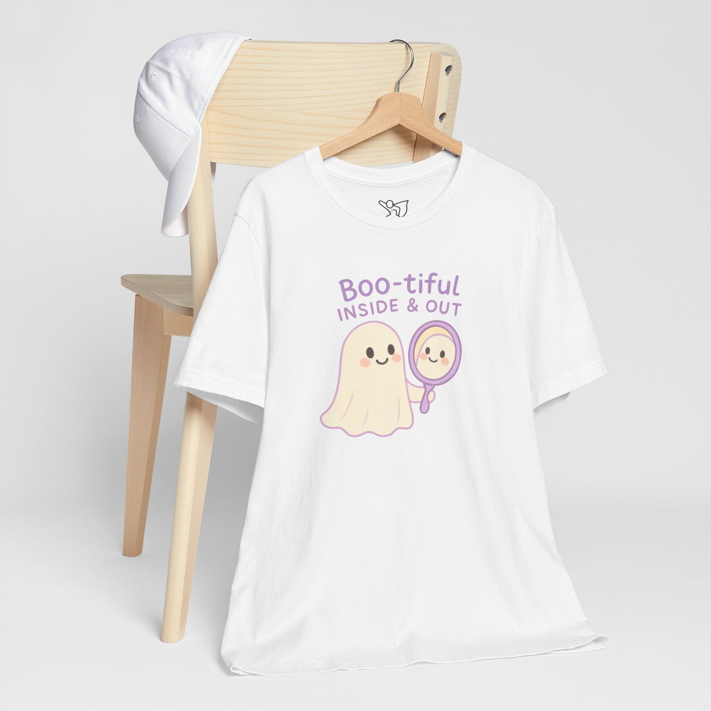 "Boo-tiful Inside Out" Ghost Tee, Cute Halloween Shirt, Unisex Short Sleeve T-Shirt, Fall Apparel, Spooky Vibes, Gift for Halloween Lovers