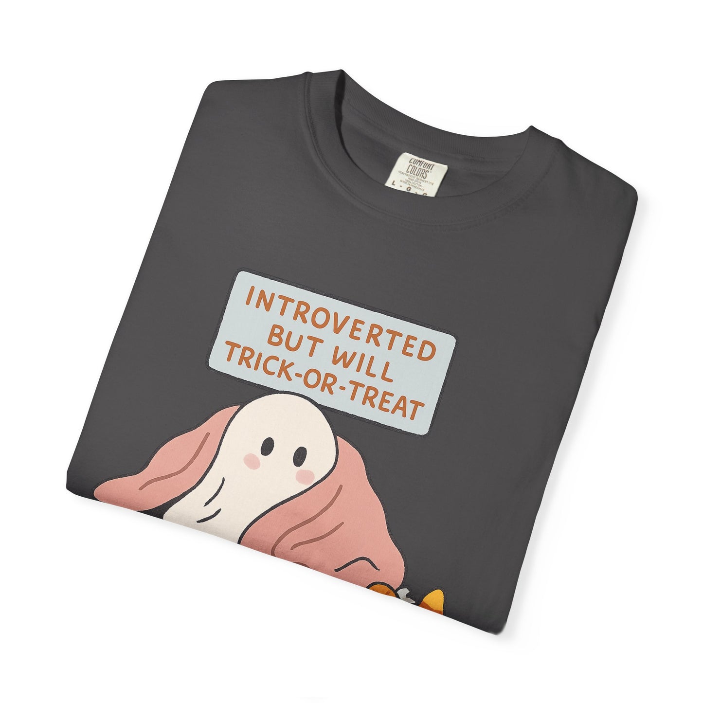"Introverted But Will Trick or Treat" Unisex Halloween Tee, Funny Trick-or-Treat Shirt, Spooky Season Apparel, Gift for Introverts