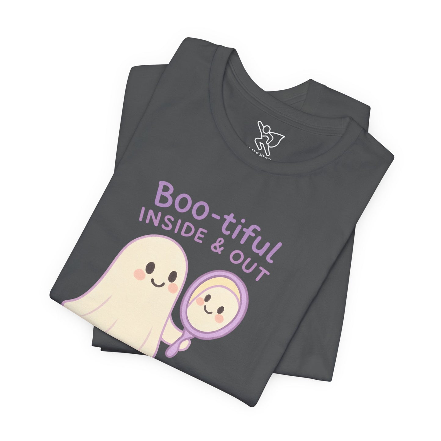 "Boo-tiful Inside Out" Ghost Tee, Cute Halloween Shirt, Unisex Short Sleeve T-Shirt, Fall Apparel, Spooky Vibes, Gift for Halloween Lovers