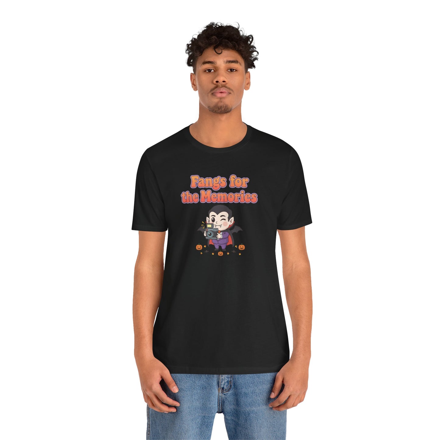 "Fangs for the Memories" Unisex Short Sleeve Shirt, Casual Halloween Outfit, Gift for Spooky Season, Halloween Shirt