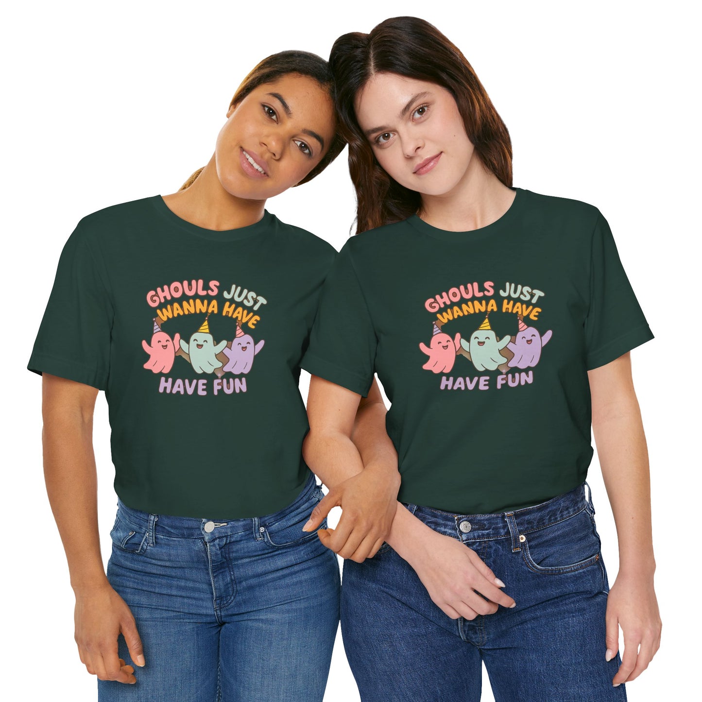 "Ghouls Just Wanna Have Fun" T-Shirt for Halloween, Unisex Graphic Shirt, Cute Ghosts Tee, Casual Wear, Gift for Friends